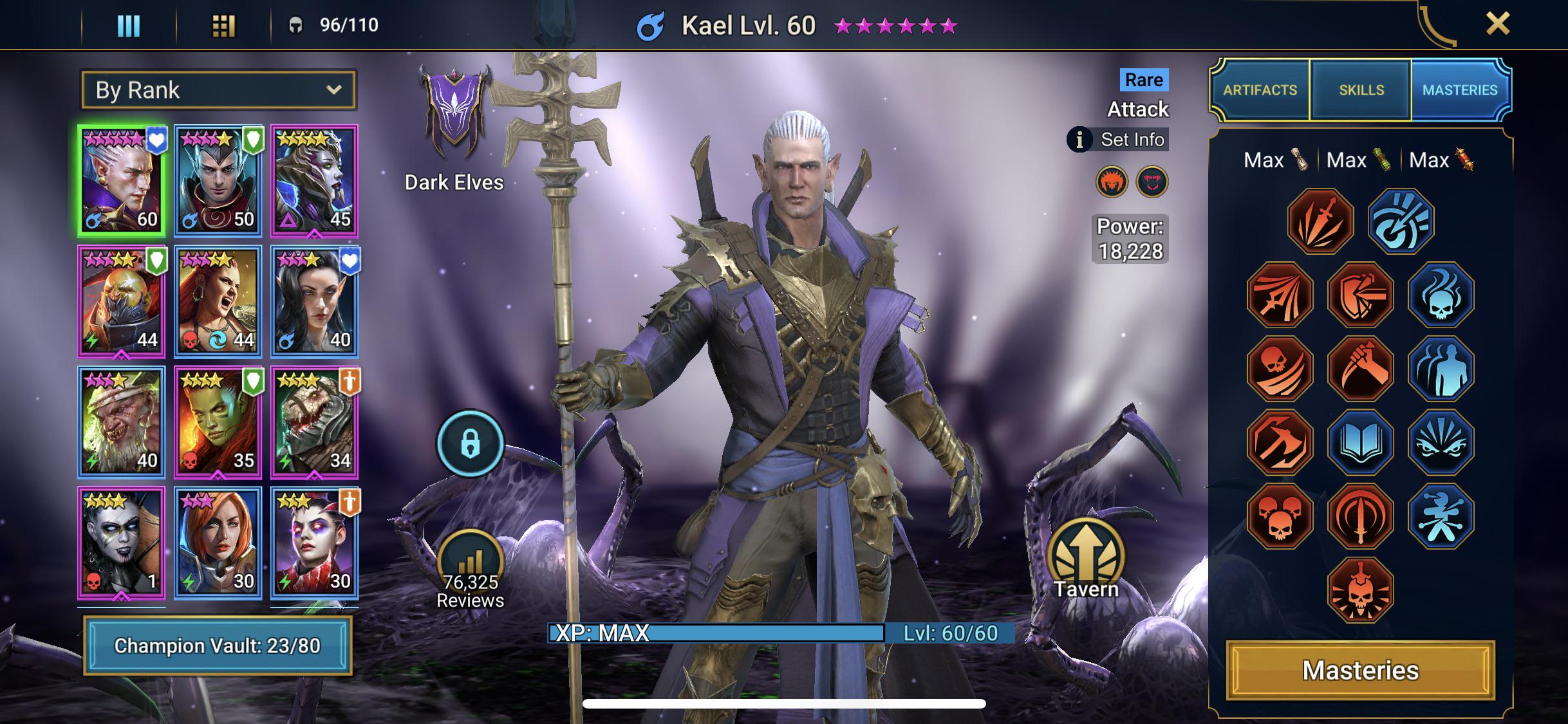 I have kael on max masteries is there anyone I have that