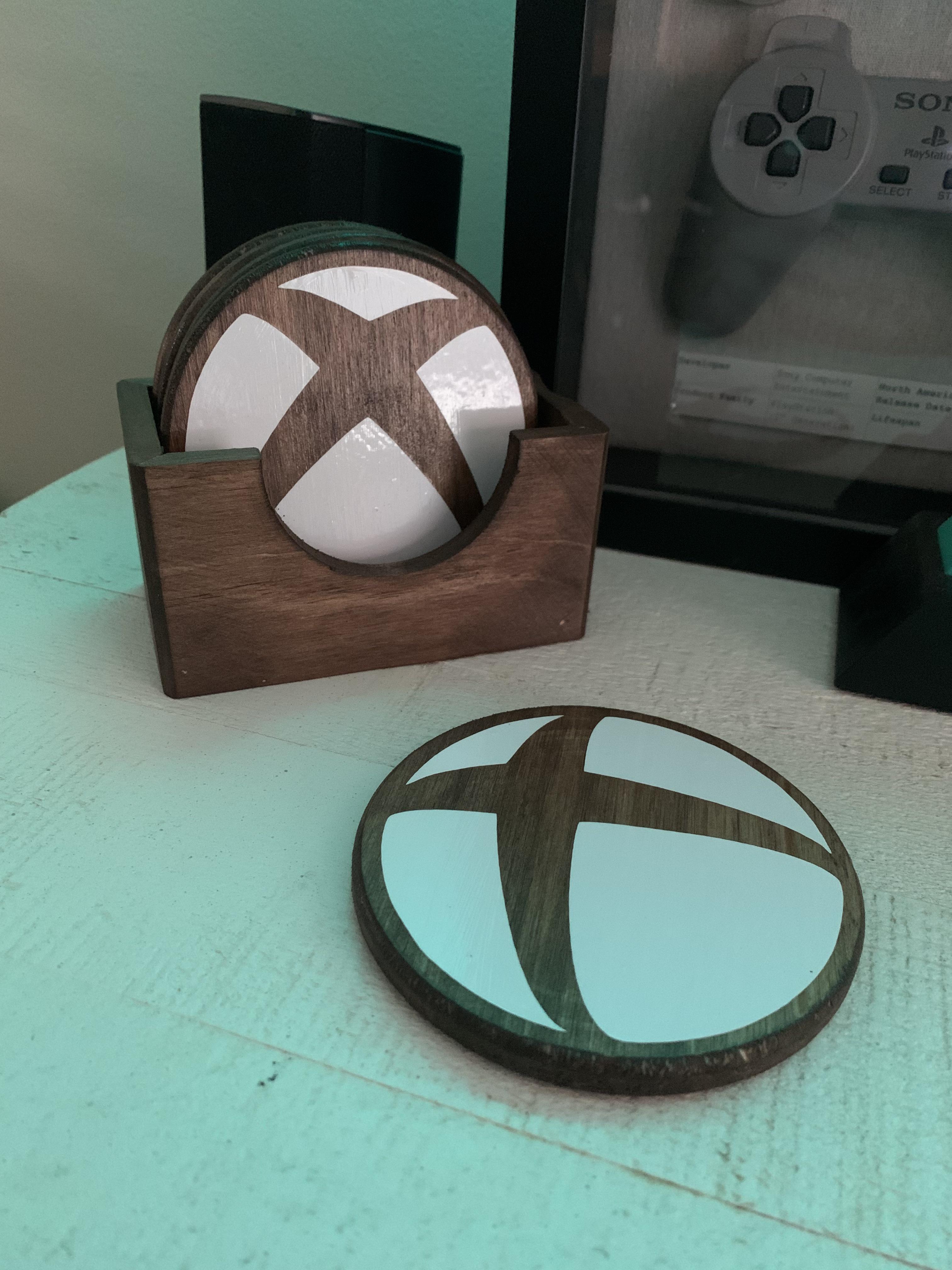 My wife made me Xbox themed coasters r/xbox