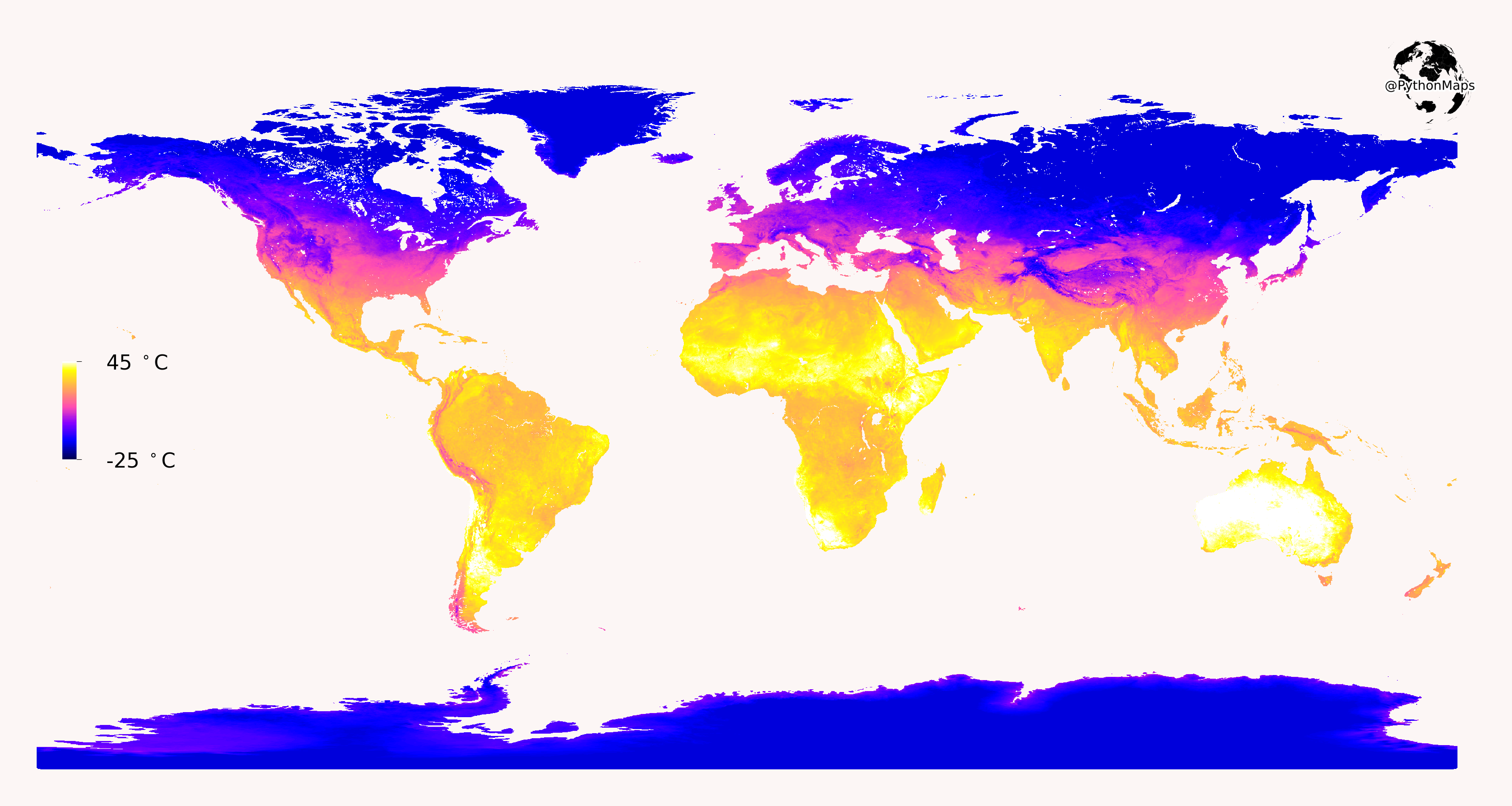 Average land temperature around the globe in January 2021! [OC] r
