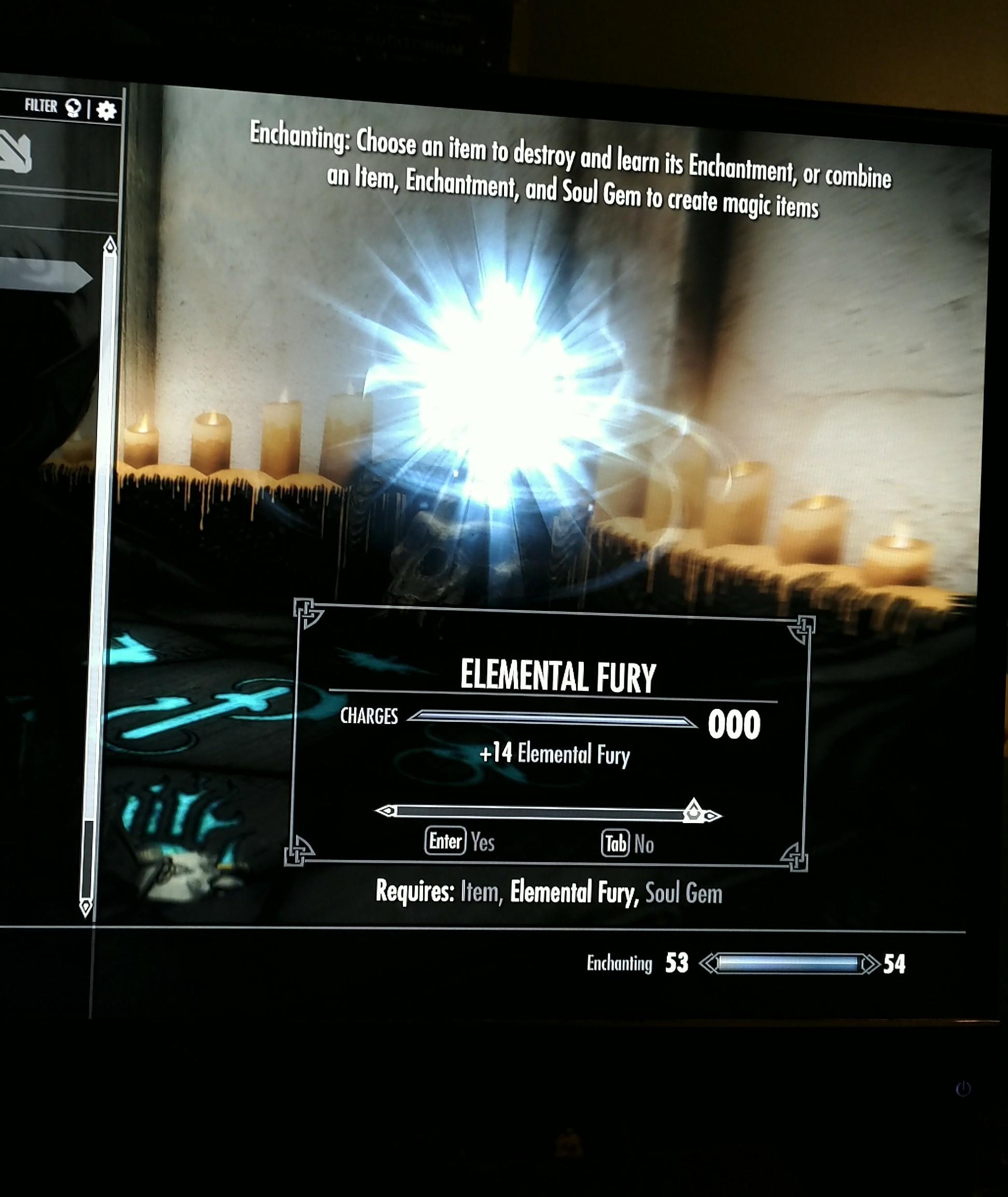 I was able to disenchant Elemental Fury off of a sword I had sheathed