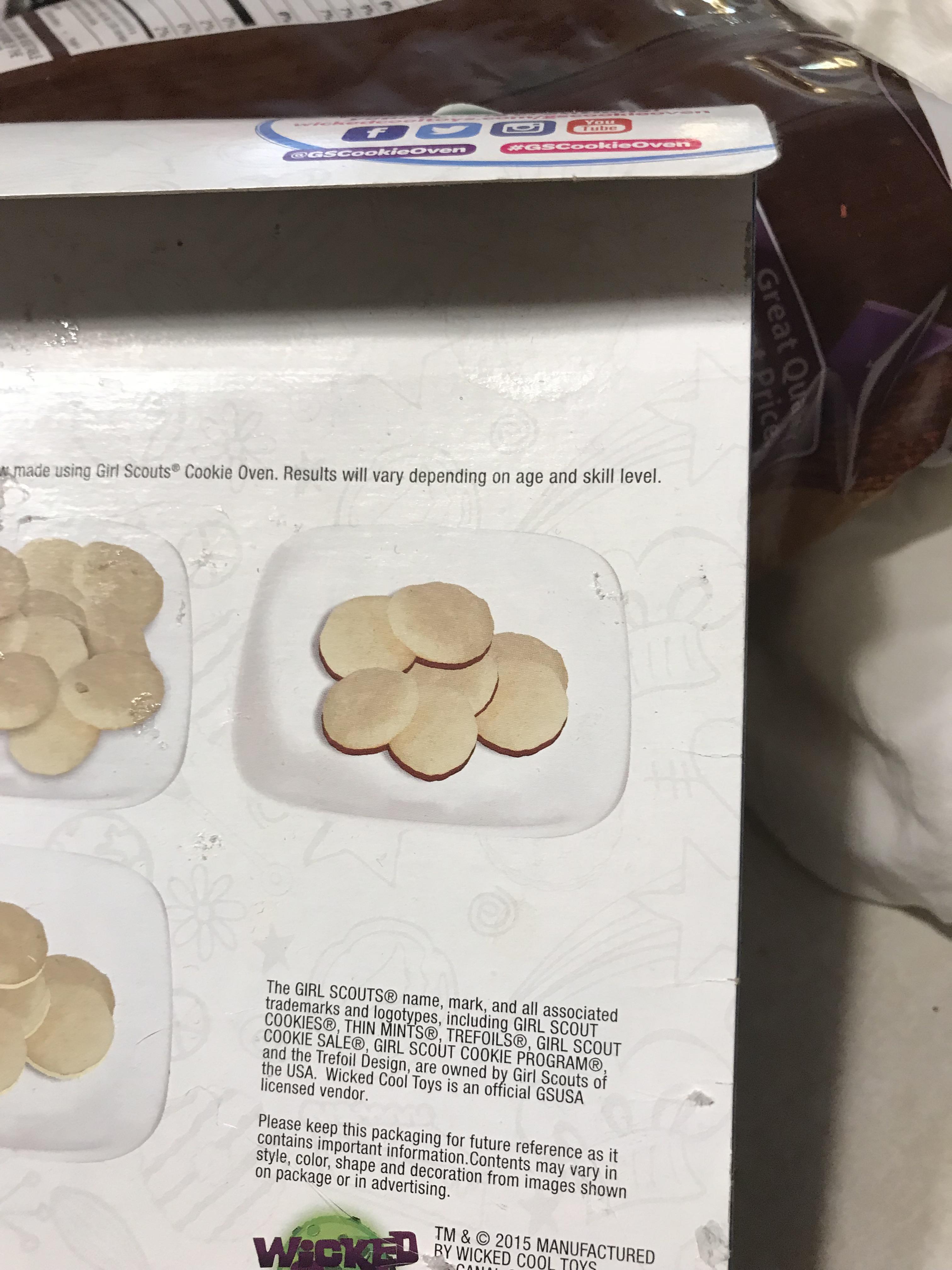 My daughter’s Girl Scout Easy Bake Oven cookie mix actually shows what