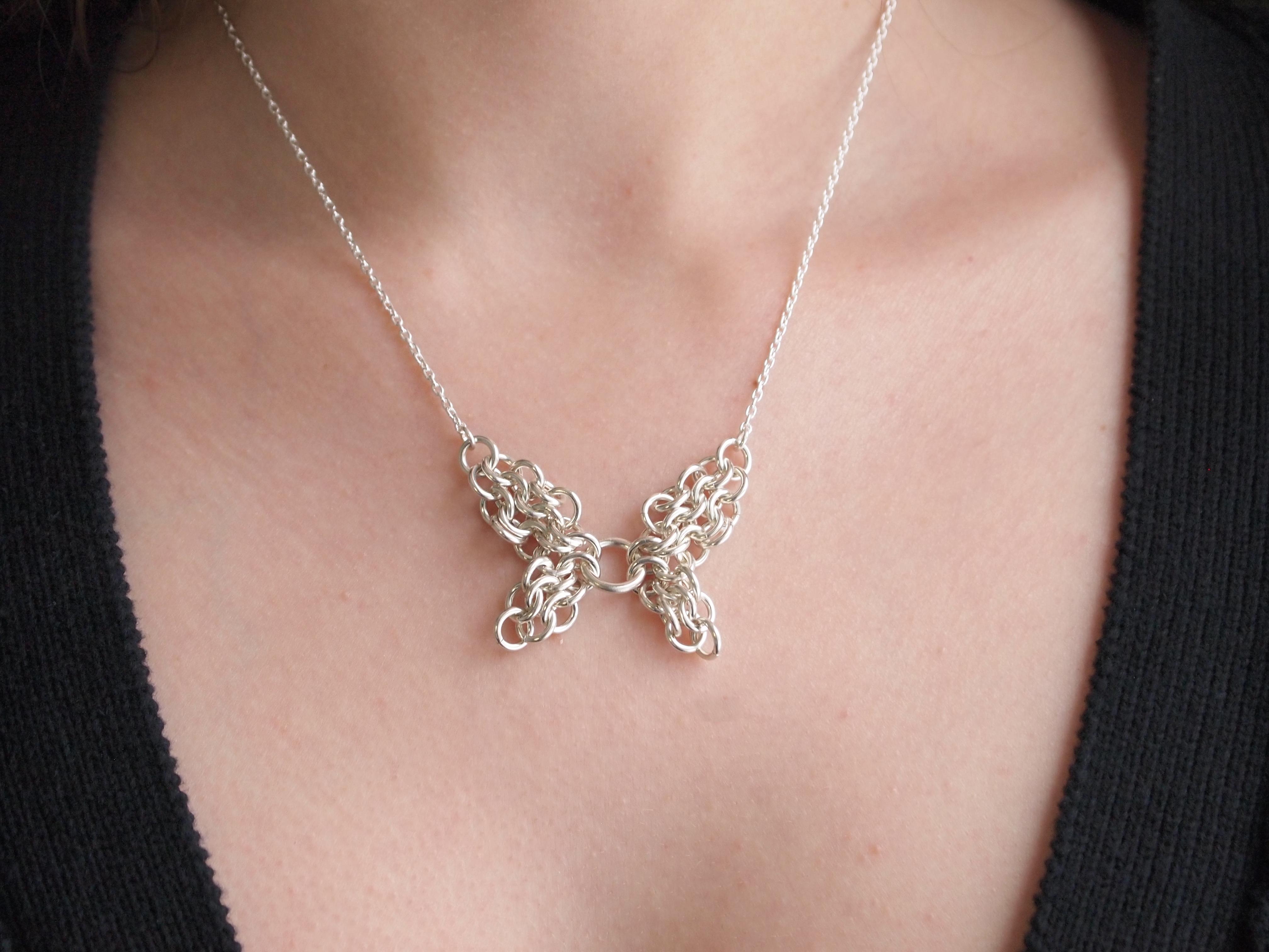 Sterling Silver Chainmail Butterfly Necklace r/ArtisanGifts