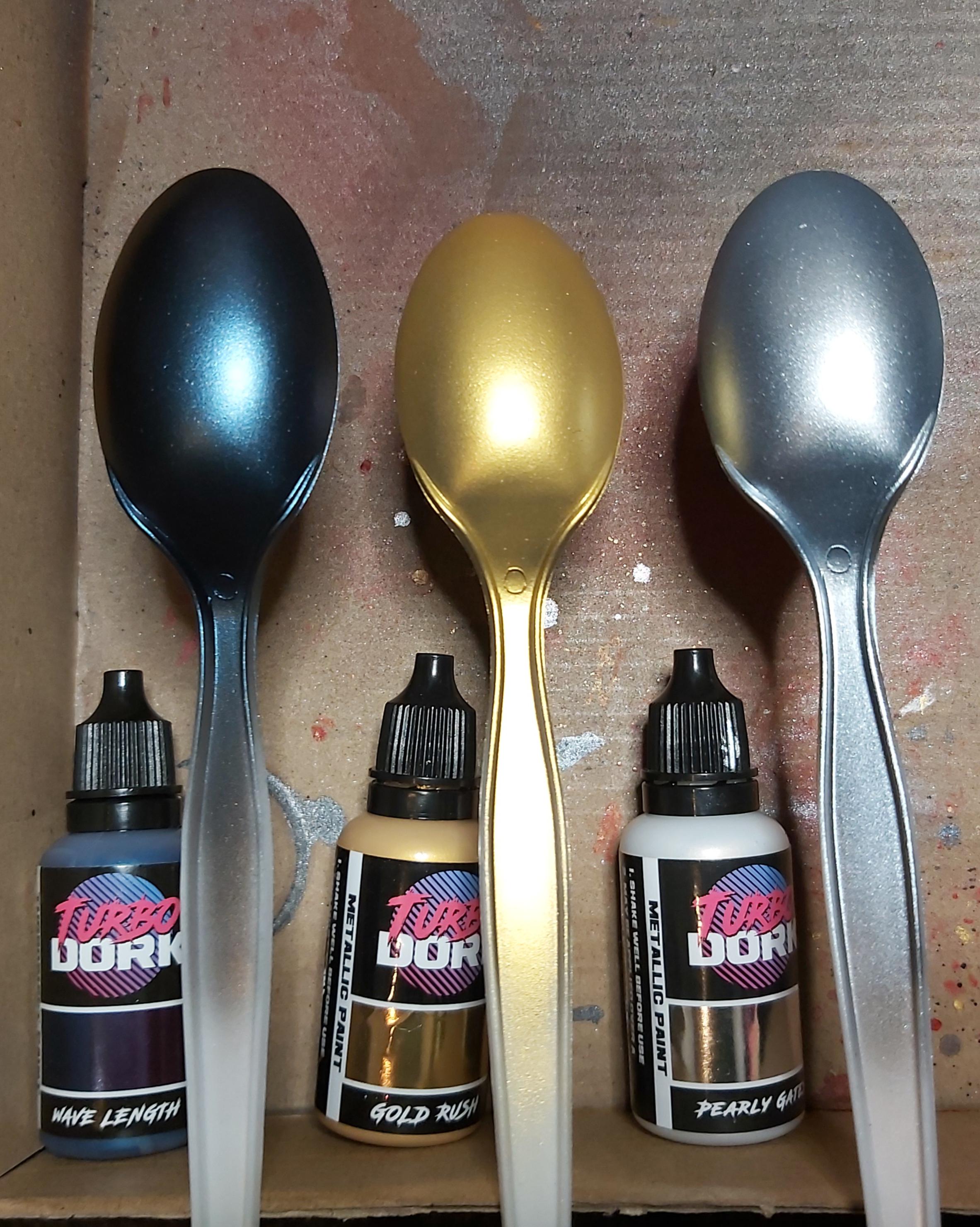 Turbo Dork, paint test, over Vallejo Gloss Black Primer. Wave Length