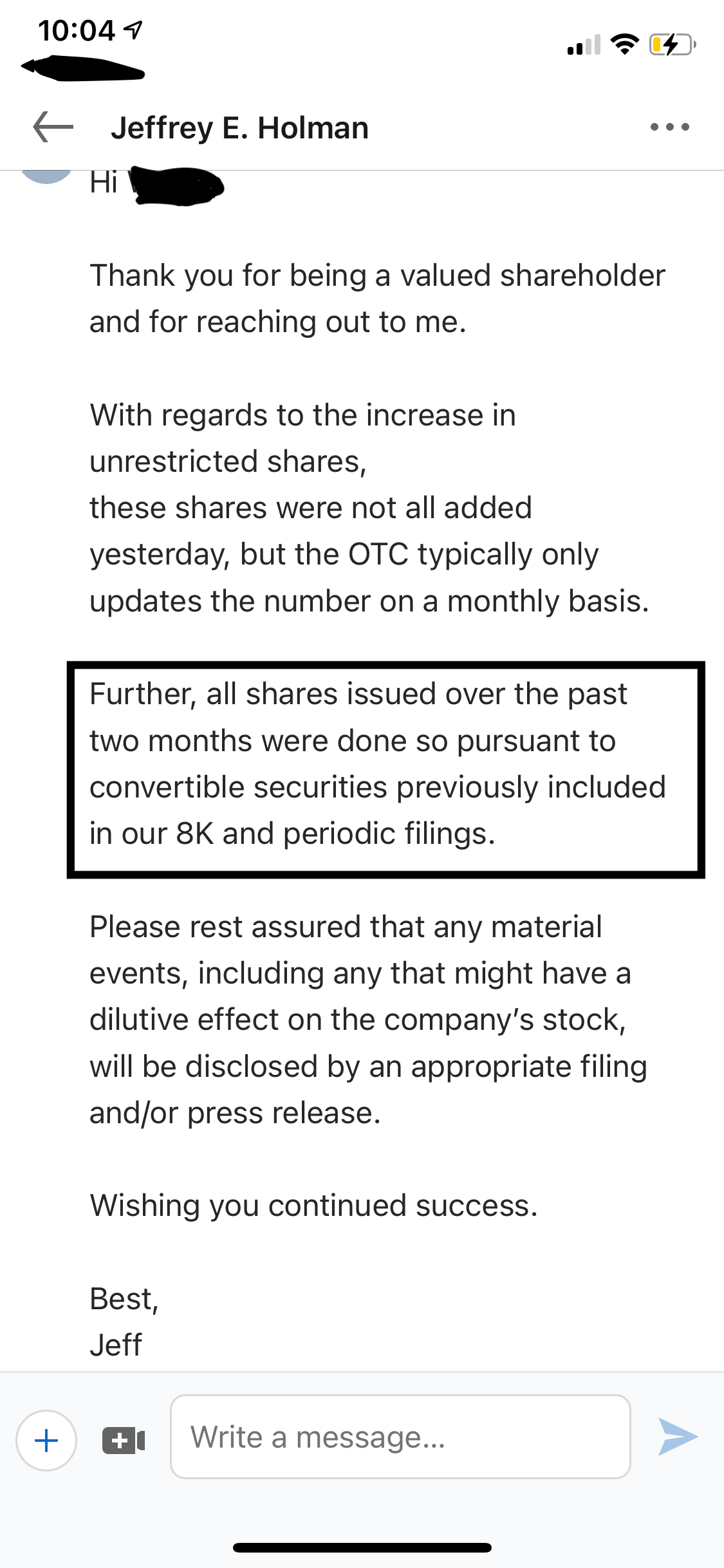 How many shares of HCMC do you think they would buy back? HCMCSTOCK