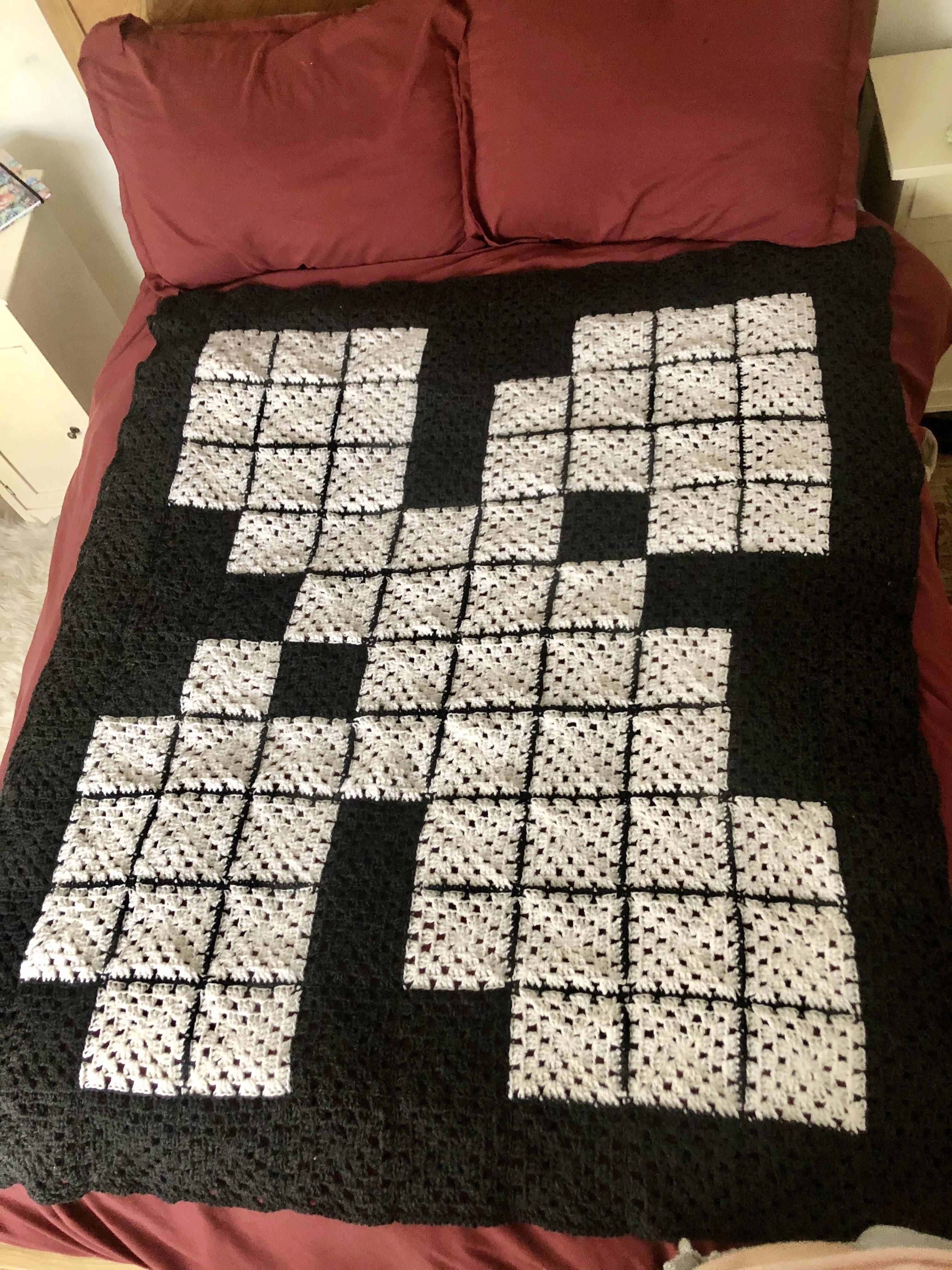 Crossword puzzle blanket! This project broke my personal record for