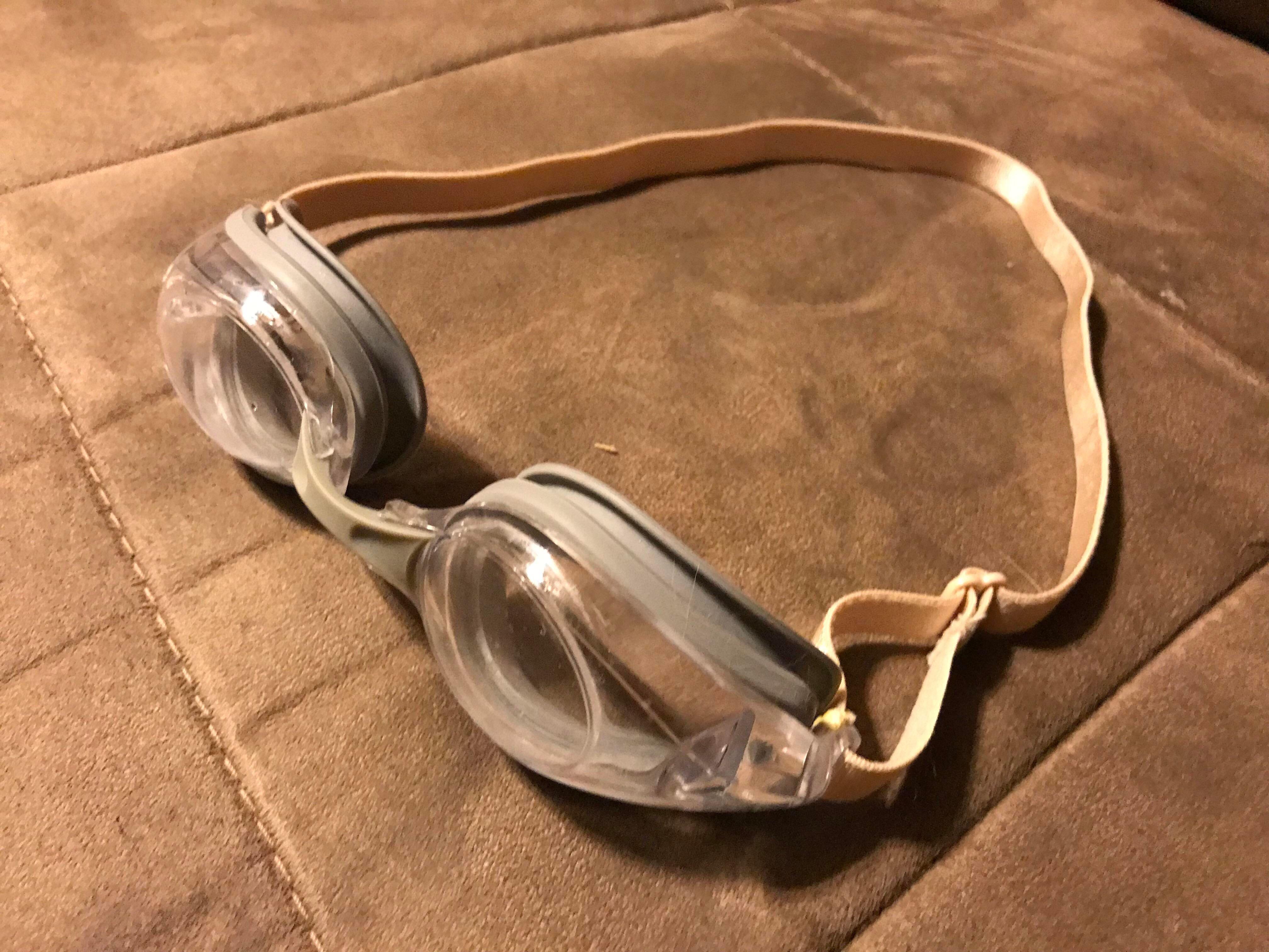 Sewing to swim my goggles elastic broke yesterday so I repurposed a strap from an unused