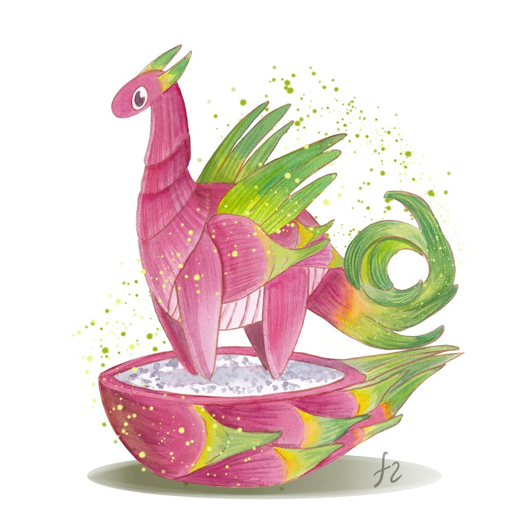 Dragon fruit dragon, me, watercolor, 2021 r/Art