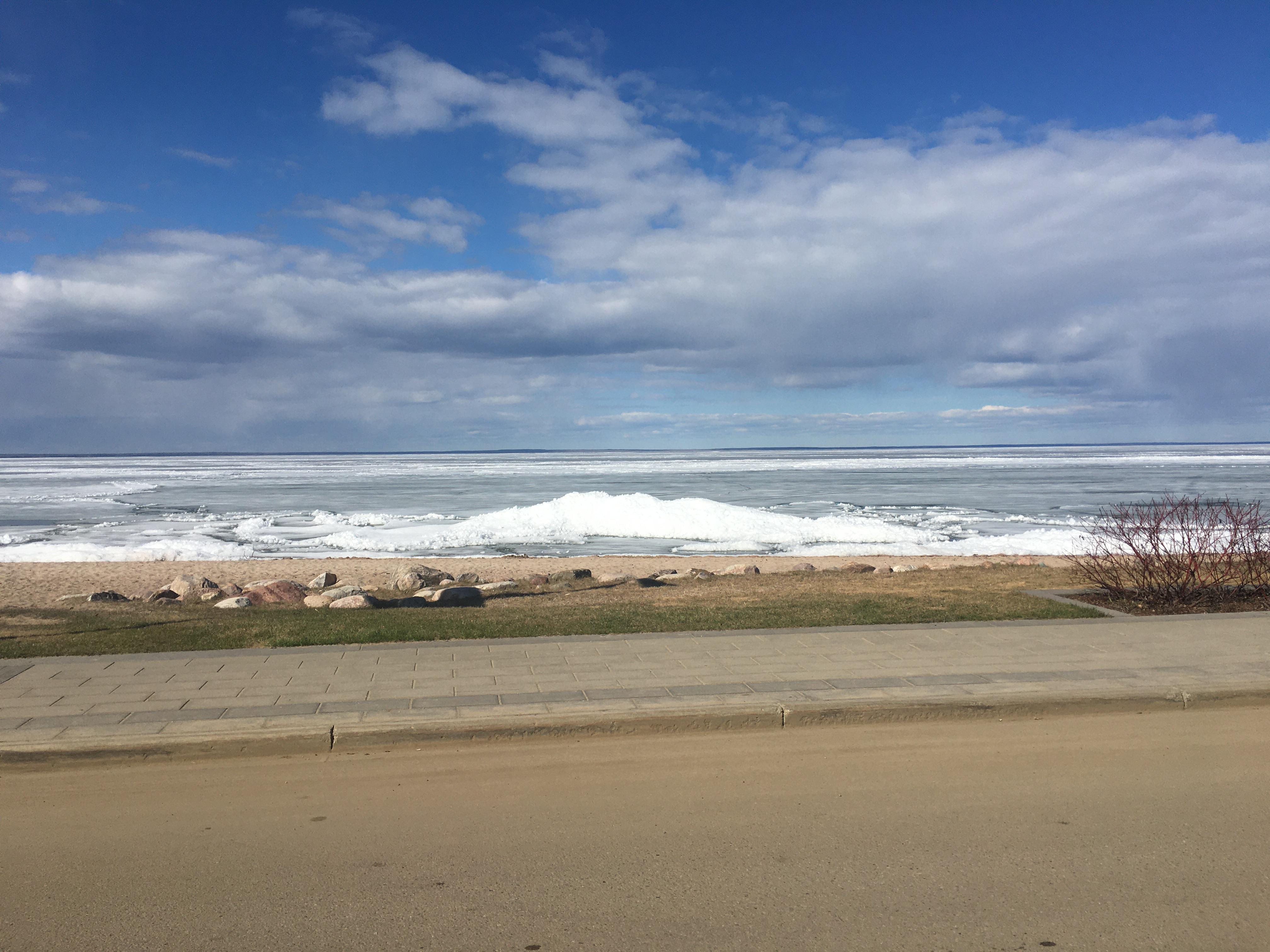 Cold Lake Kinosoo beach Ab. finally starting to thaw May 10, 2020 r