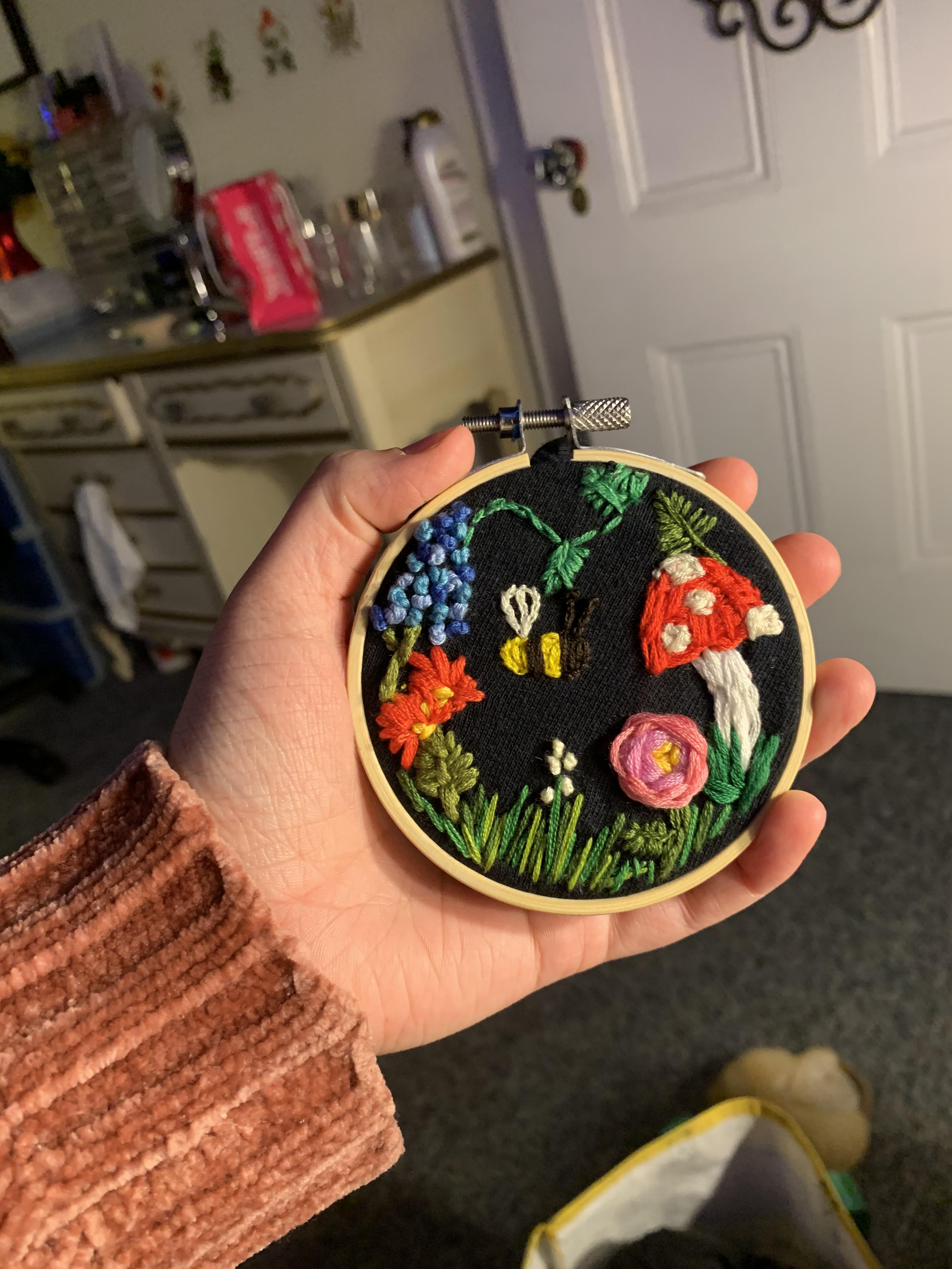 I started embroidering yesterday. It is very hard but I love it. You