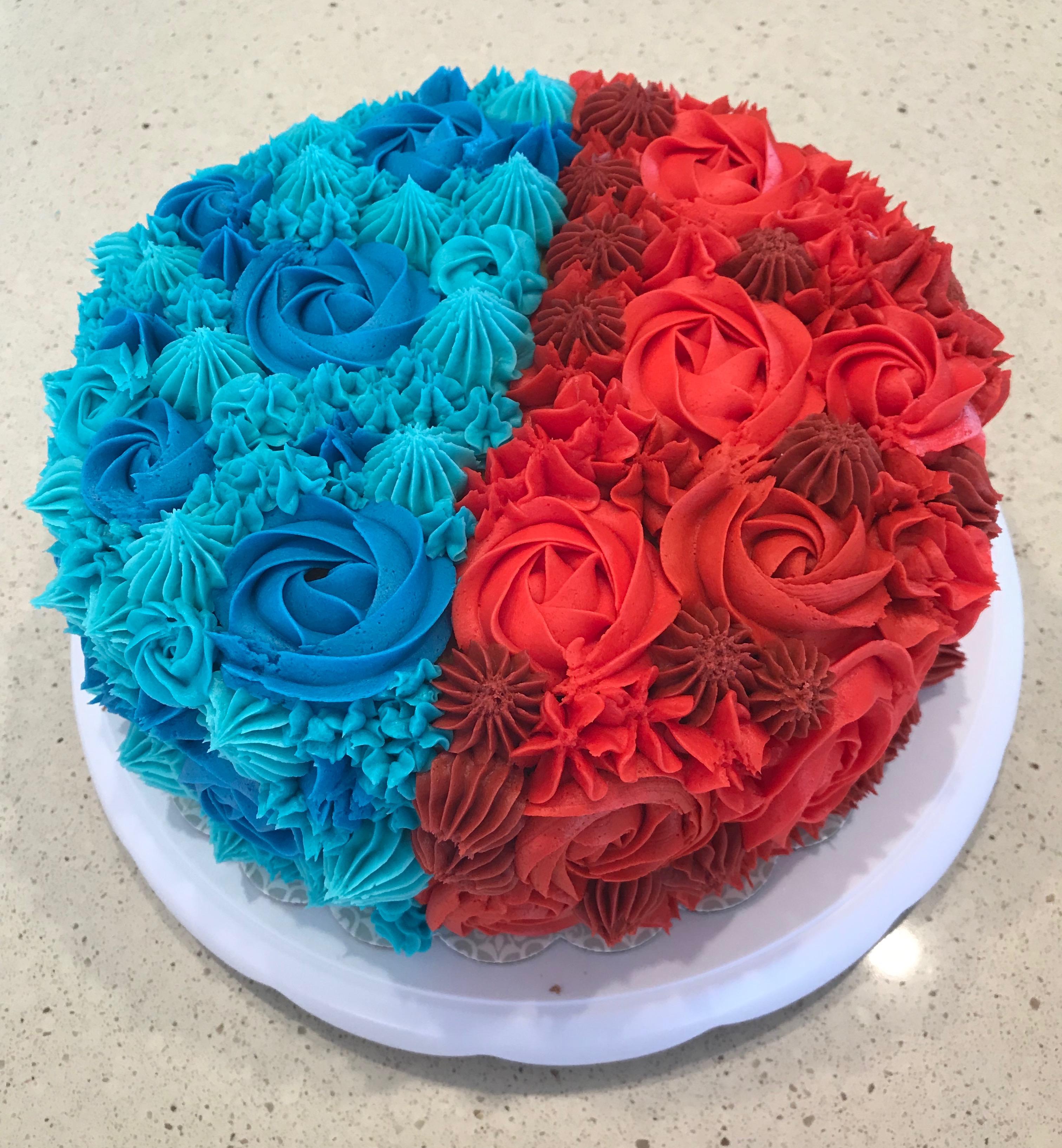 50/50 Shades of Friendship Birthday cake for two friends that share a