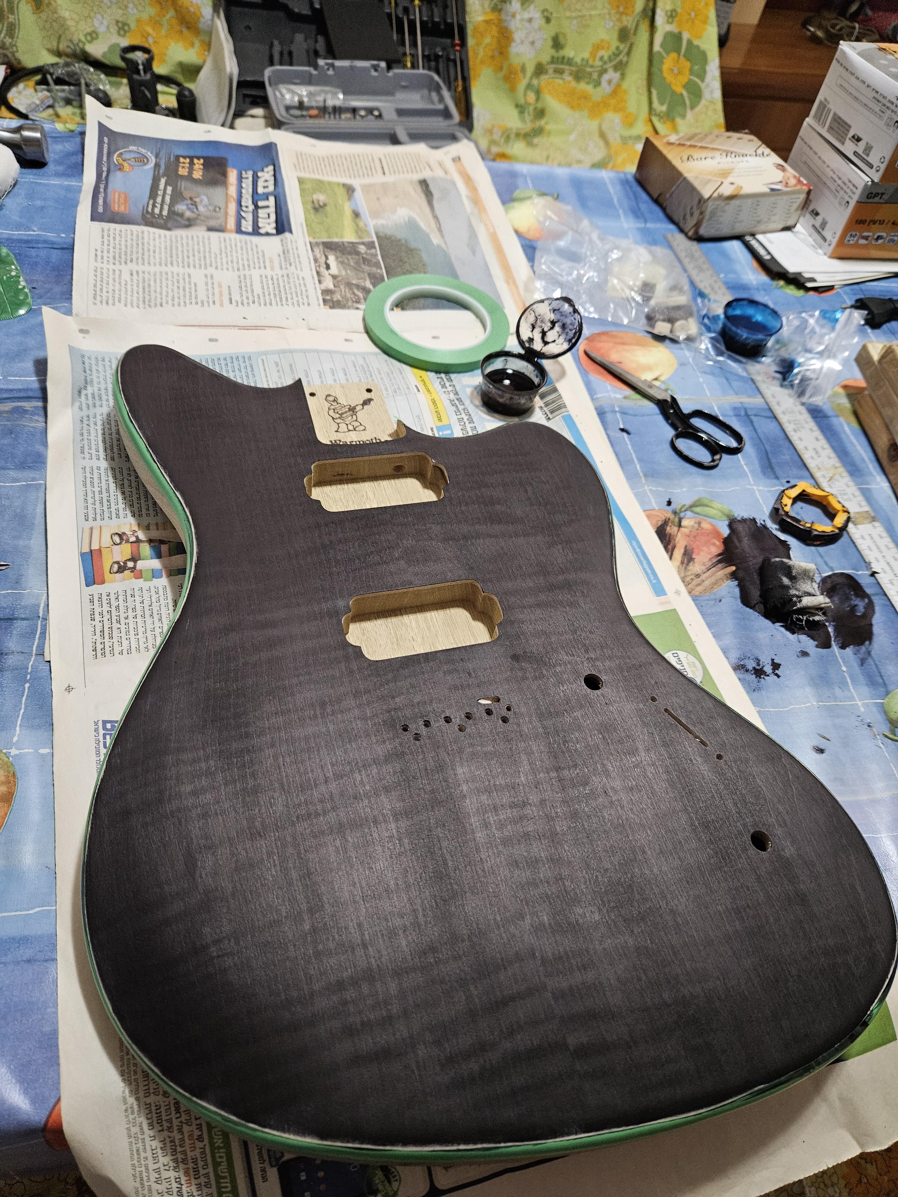 what sandpaper grit to use? blue stain will come after that r/Luthier