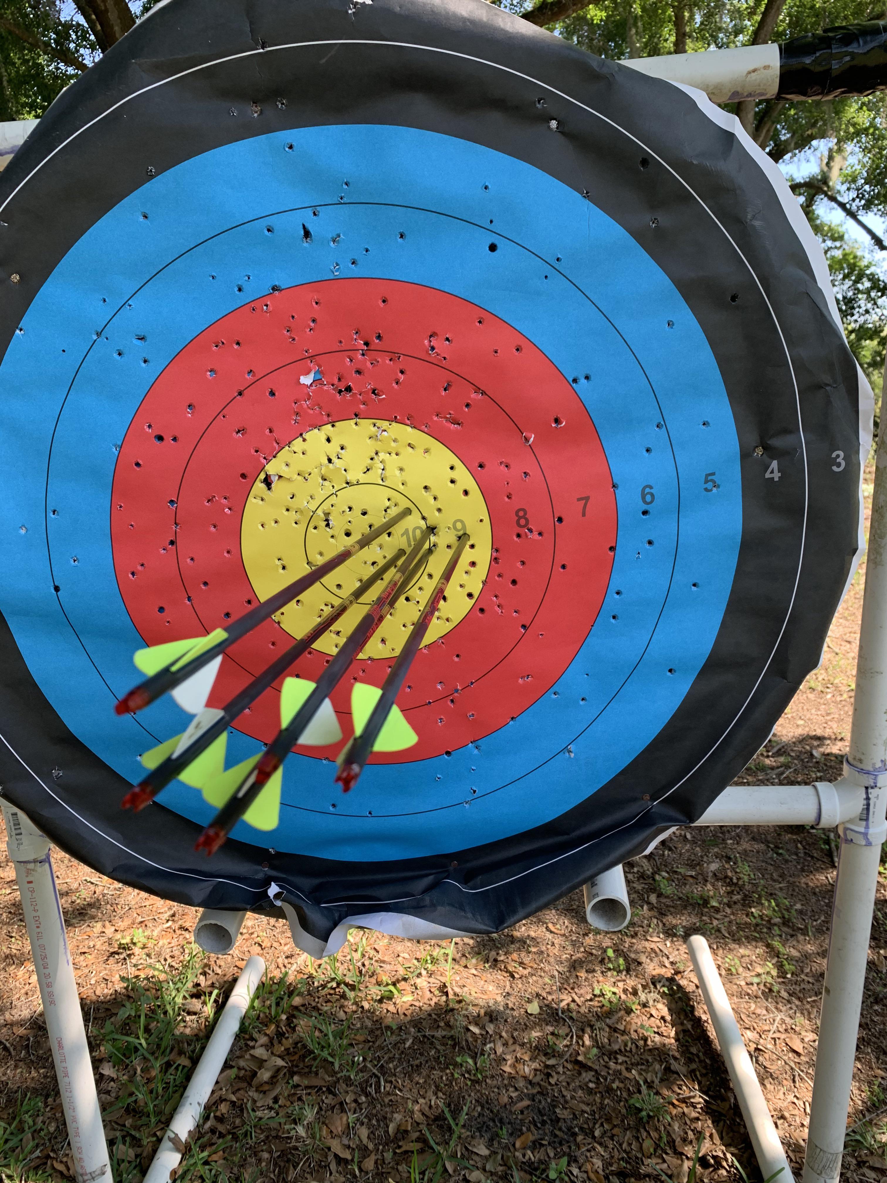 I’m finally grouping well at 18 meters. Bow used Oneida Phoenix r