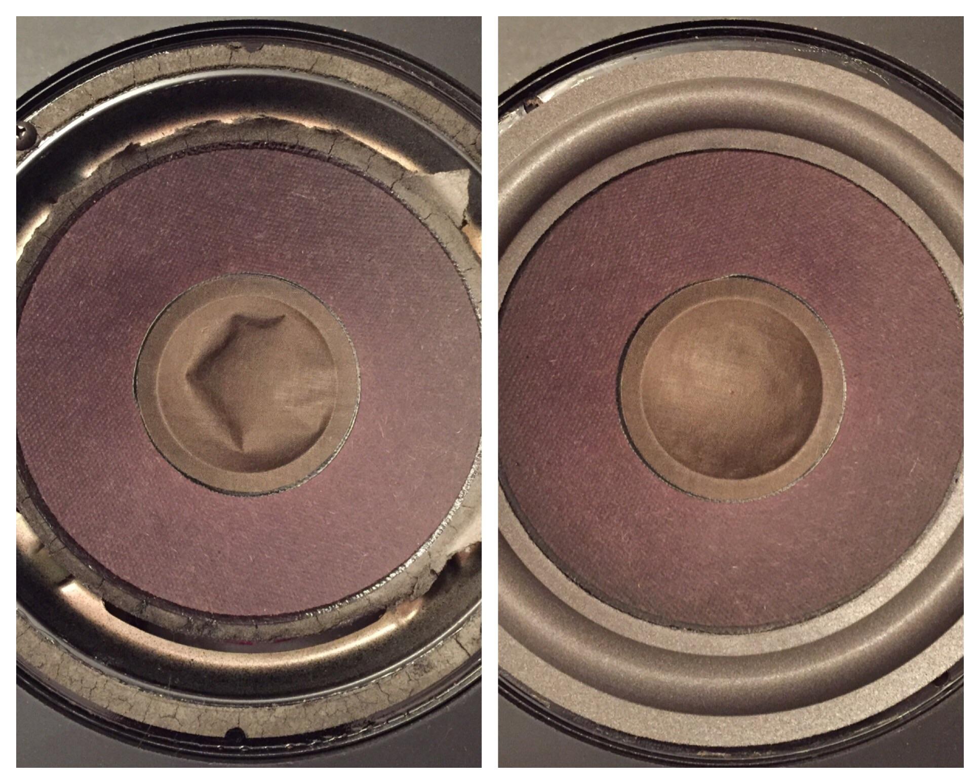 Advent 3002 Woofer Refoam Before and After r/audiophile