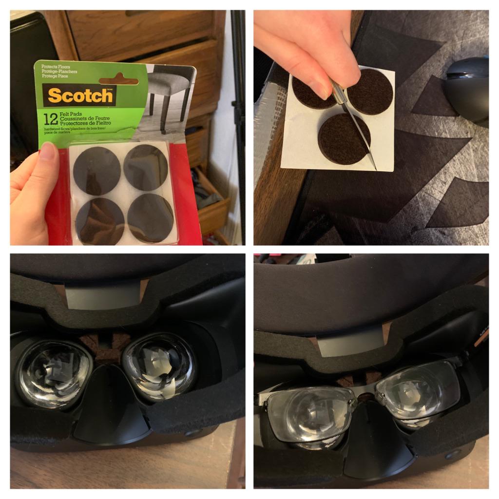 Made a glasses spacer for the rift s, the glasses physically cant touch
