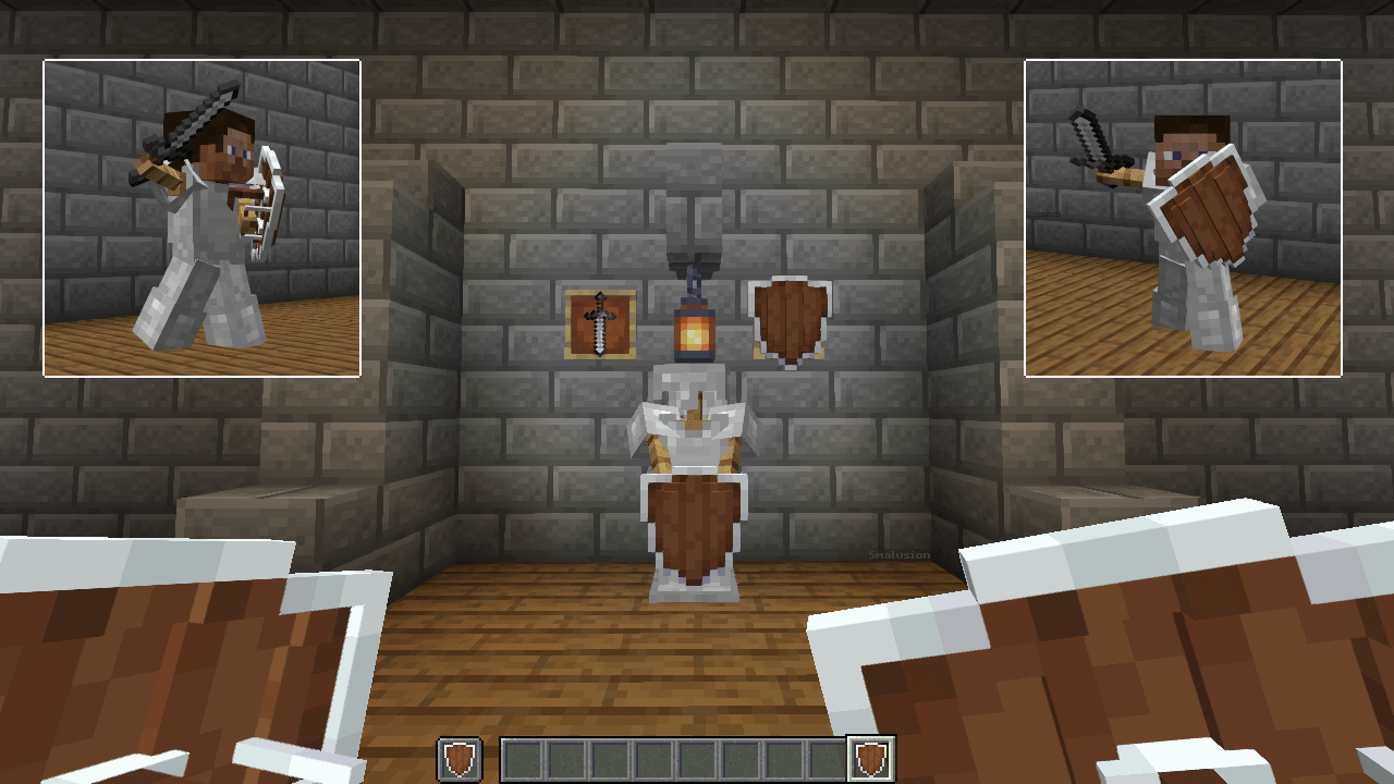 I made a texture pack with a fully custom 3D shield model! Minecraft