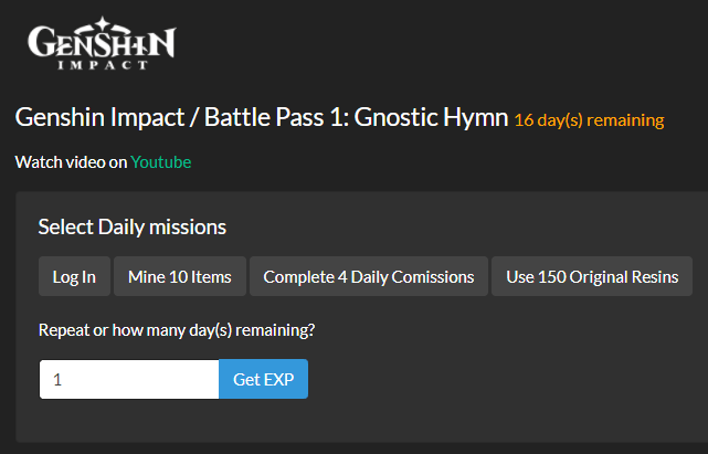 Battle Pass Calculator Genshin_Impact