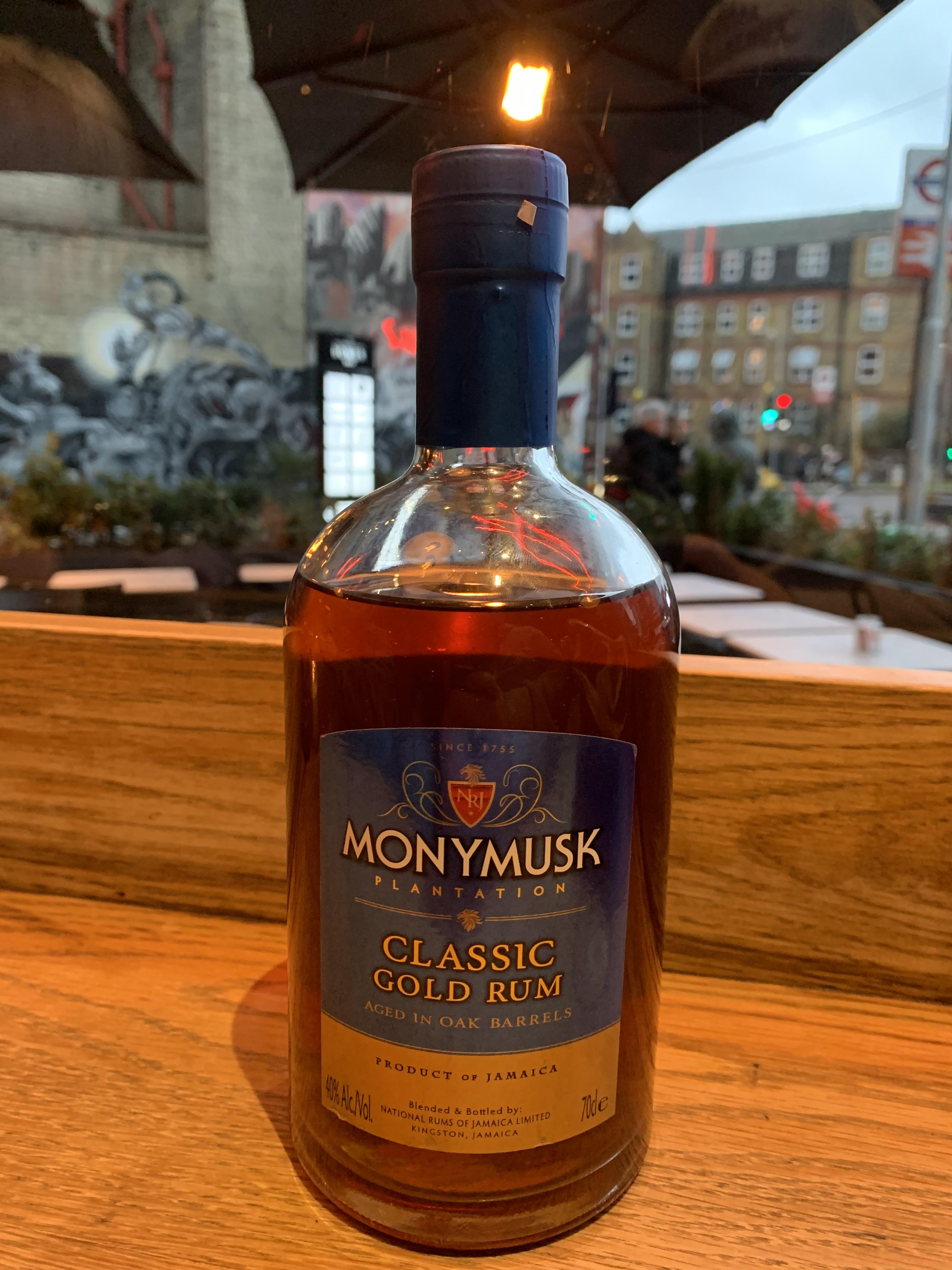 Monymusk classic gold rum clarendon distilled, pot/column blend. No