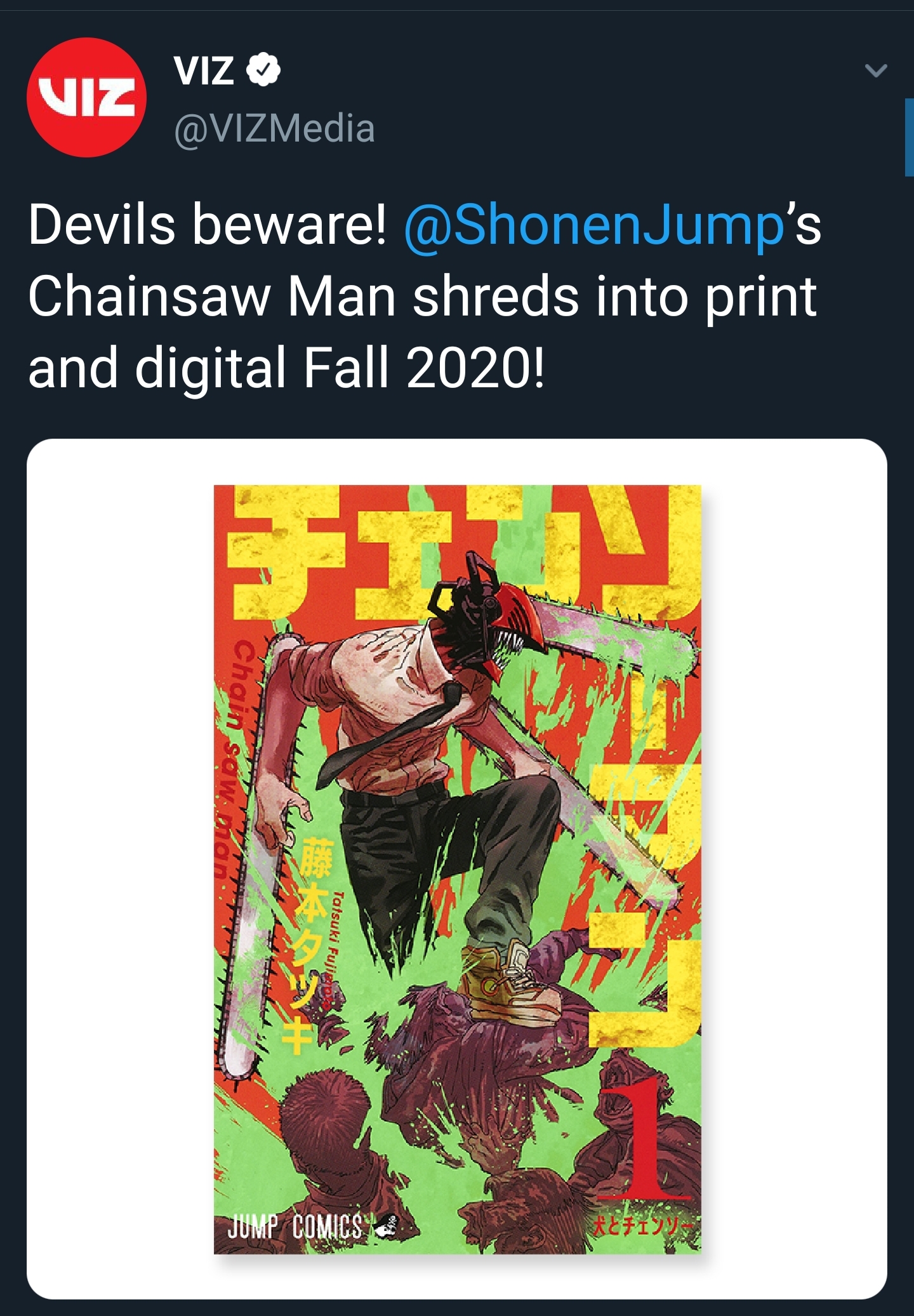 Great news fellas! ChainsawMan