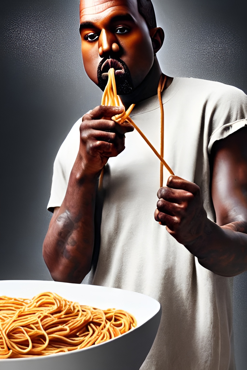 Ai generated Ye eating spaghetti r/Kanye