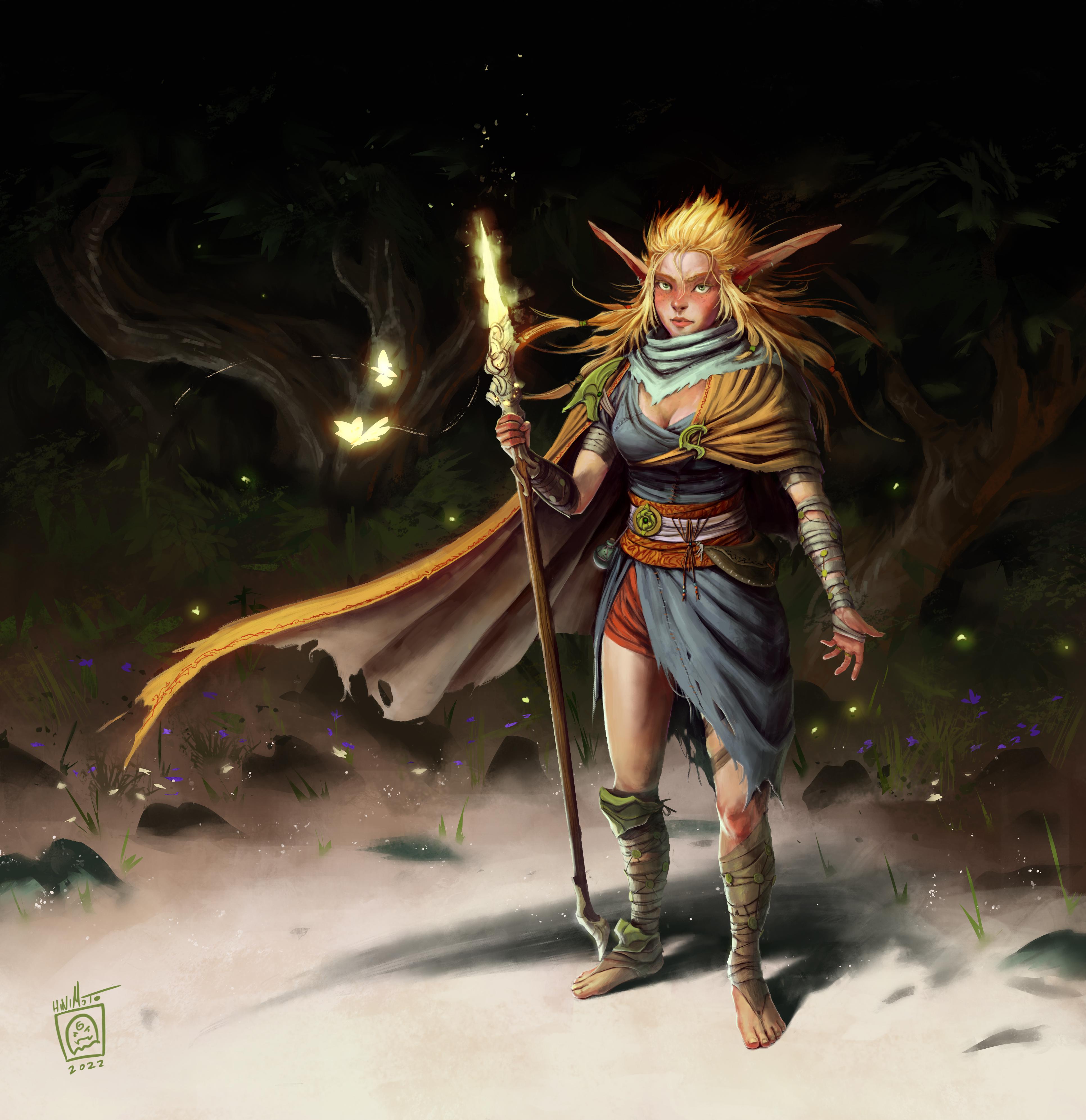 [Art][OC] Wood Elf Druid girl open) r/DnD