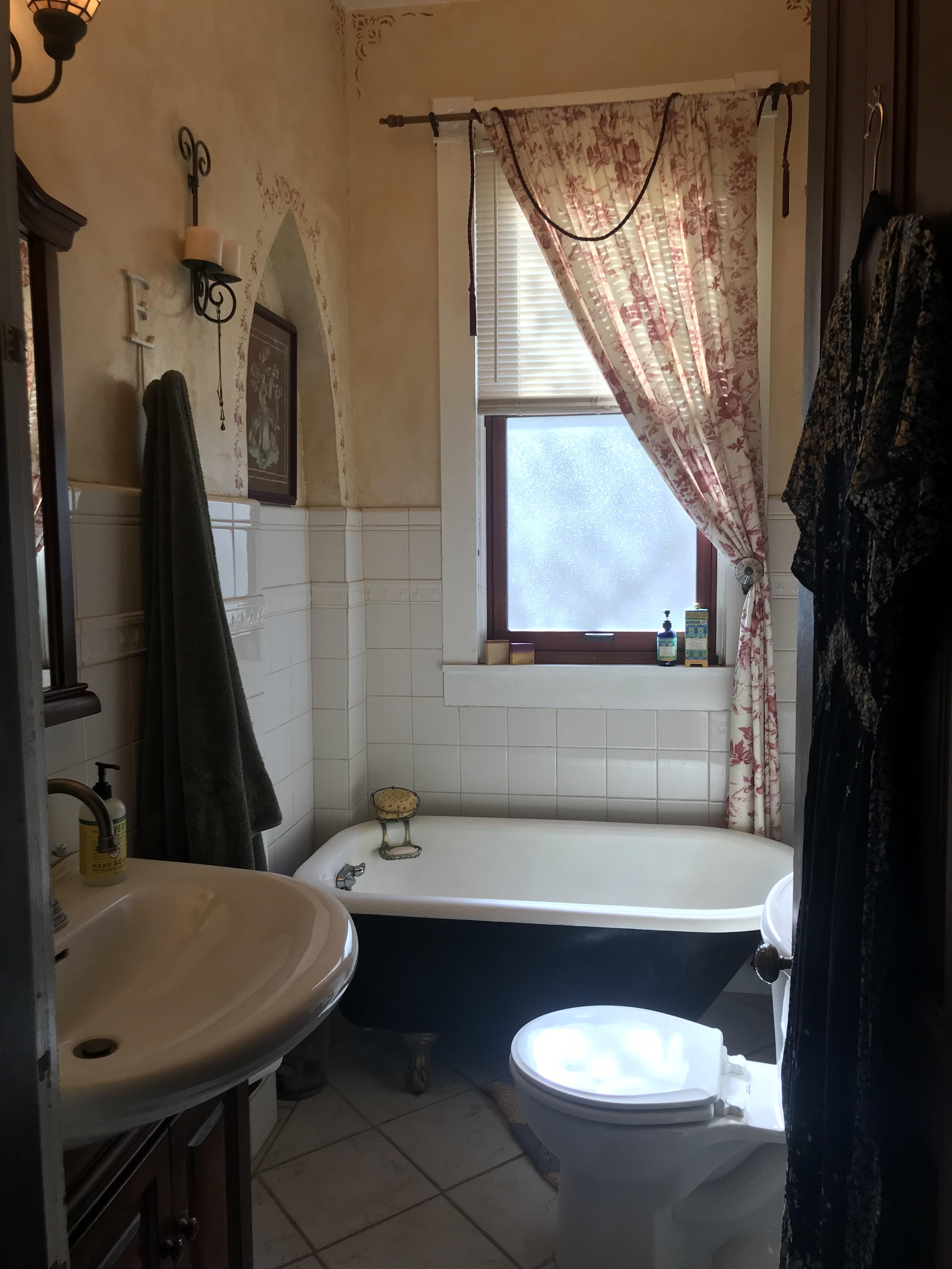 My cozy bathroom. House is from 1870 and we think this space used to be
