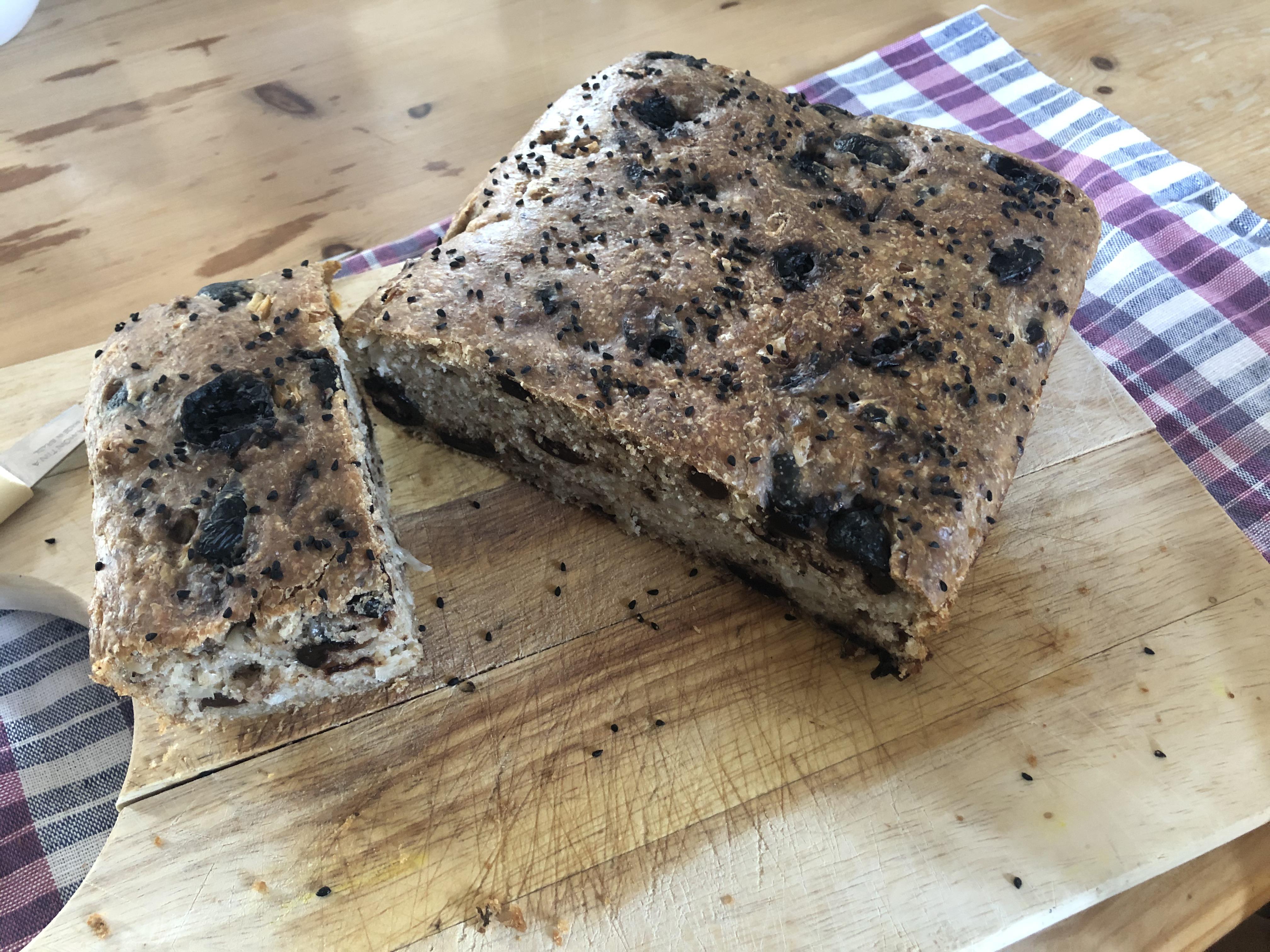 Finally maned to make a Cypriot olive bread with sourdough r/Sourdough
