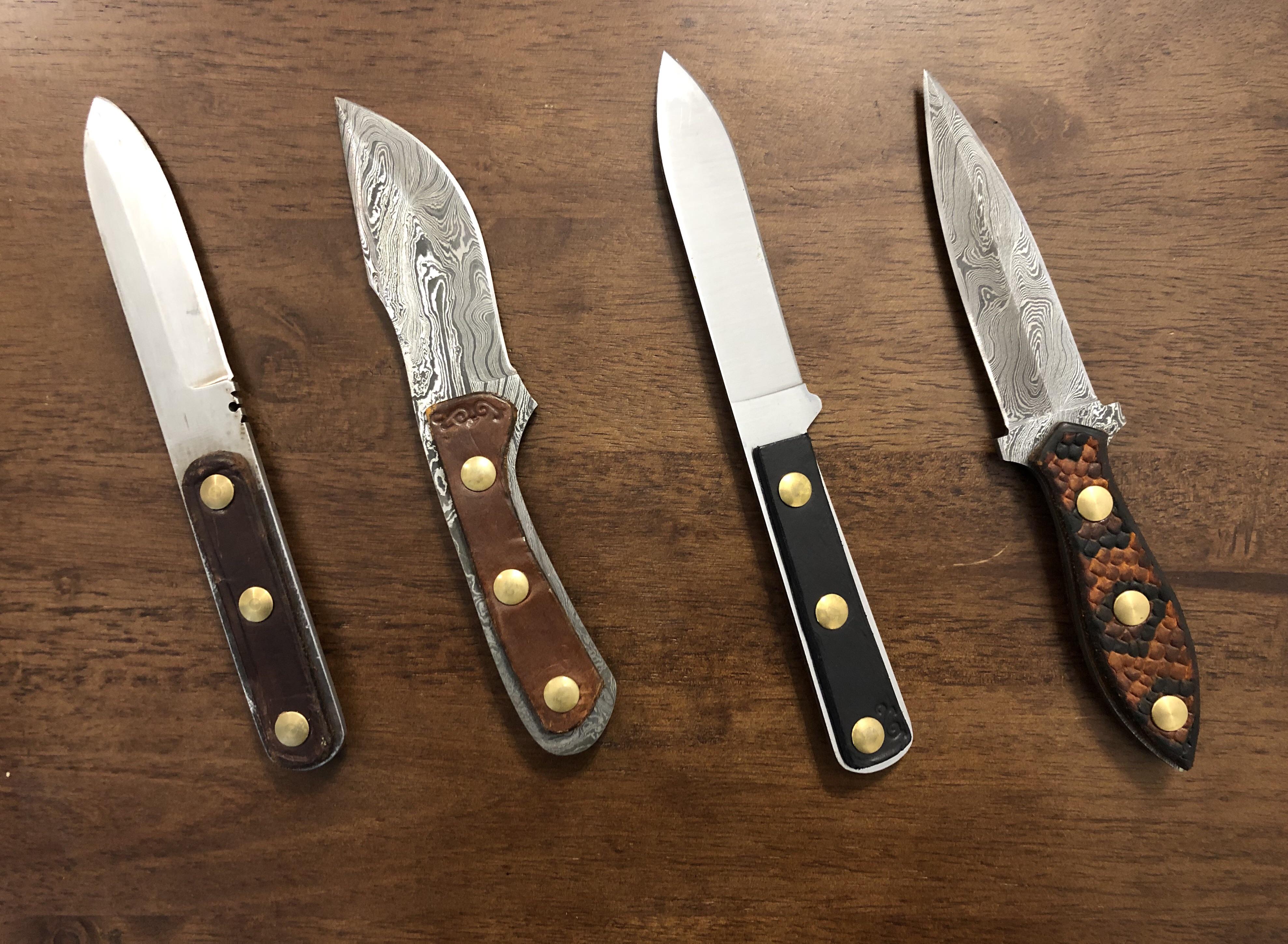 Started putting leather handle scales on some blanks to make a some