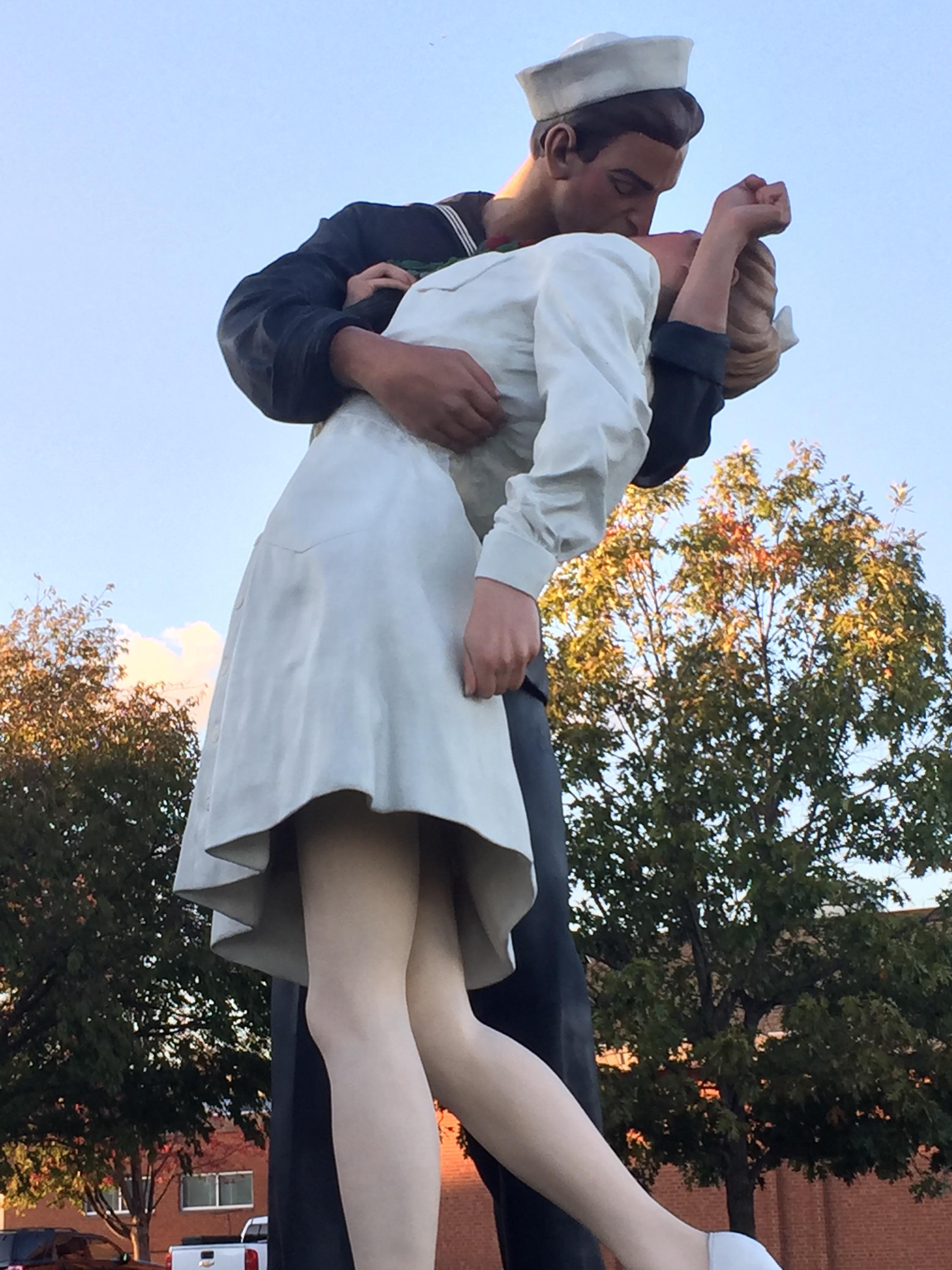 Loving the 25 foot Embracing Peace statue by Seward Johnson, based on Alfred Eisenstaedt's photo