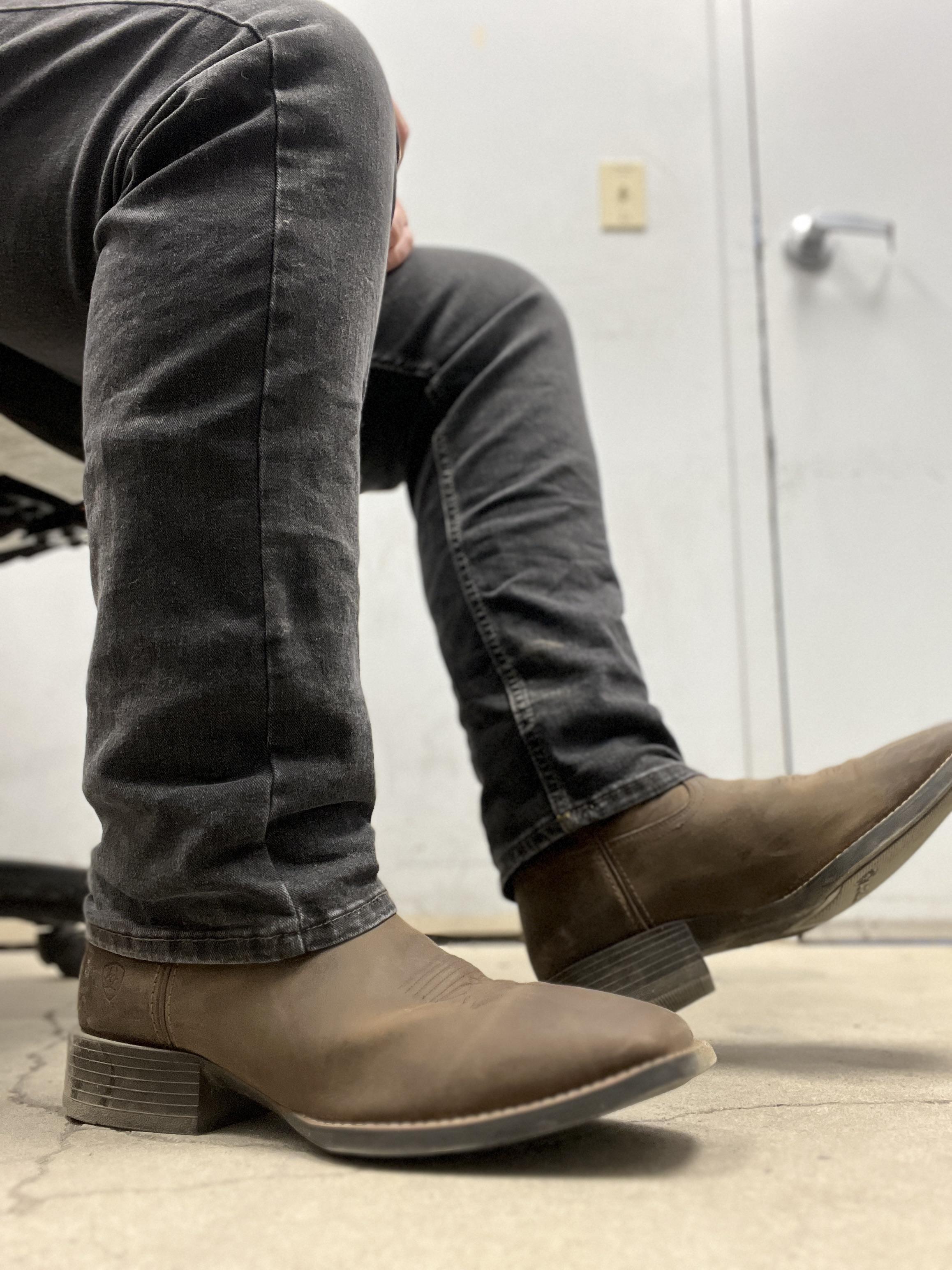Grey Jeans Tan Boots Sale