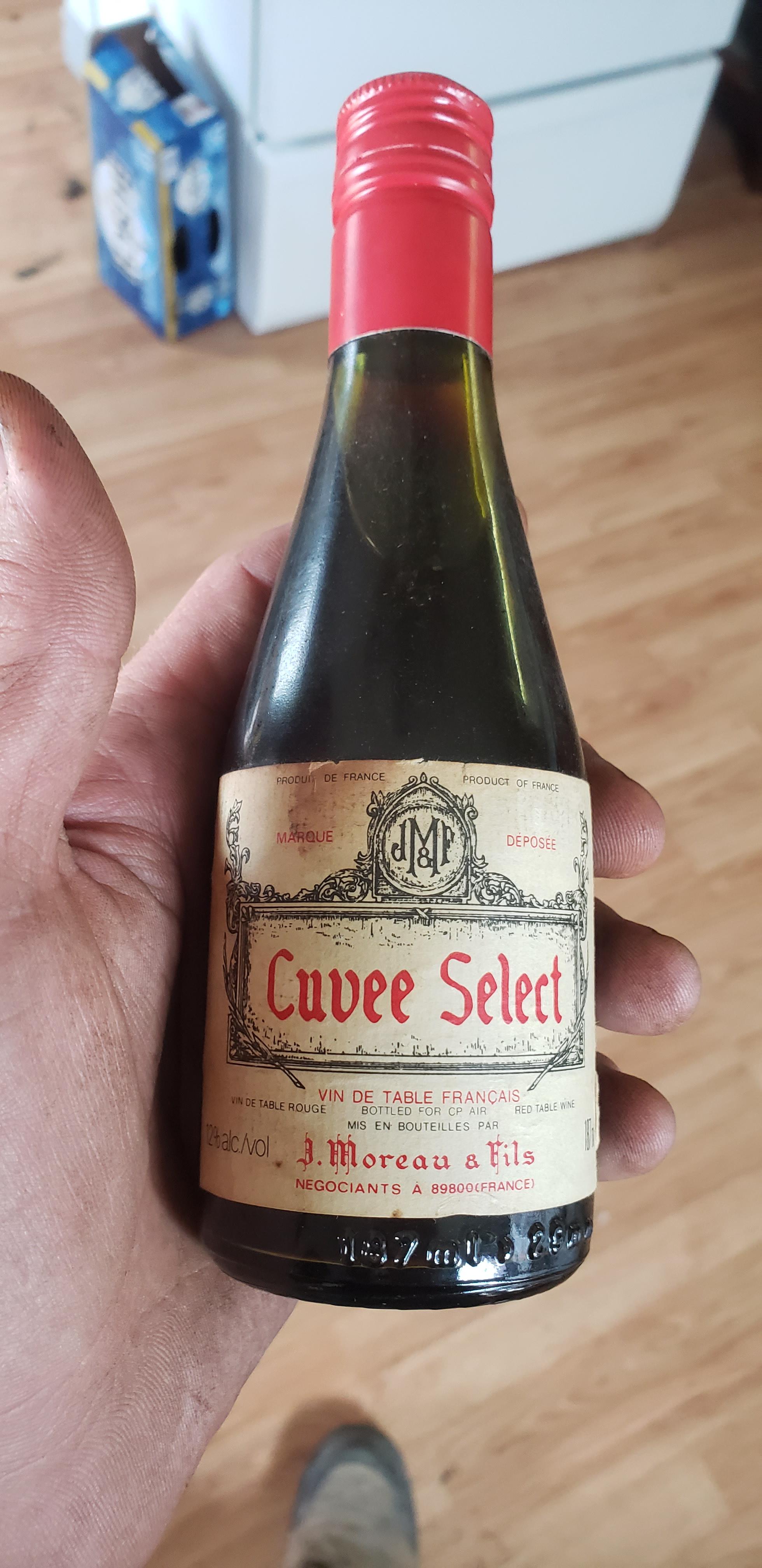 A bottle of wine from CP Air which closed in 1987. r/pics
