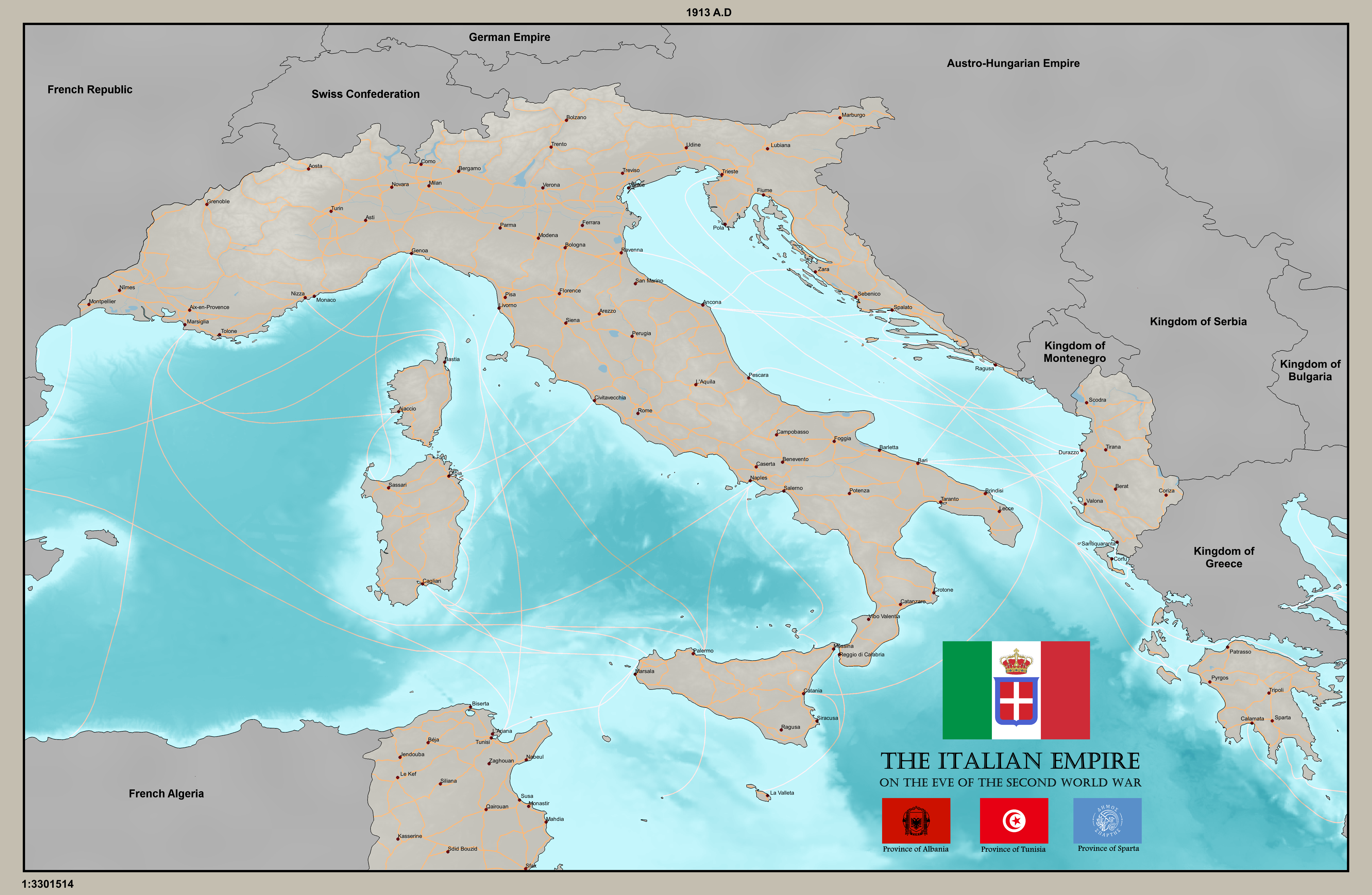 Alternate Map Of Italy an alternate Italian Empire imaginarymaps