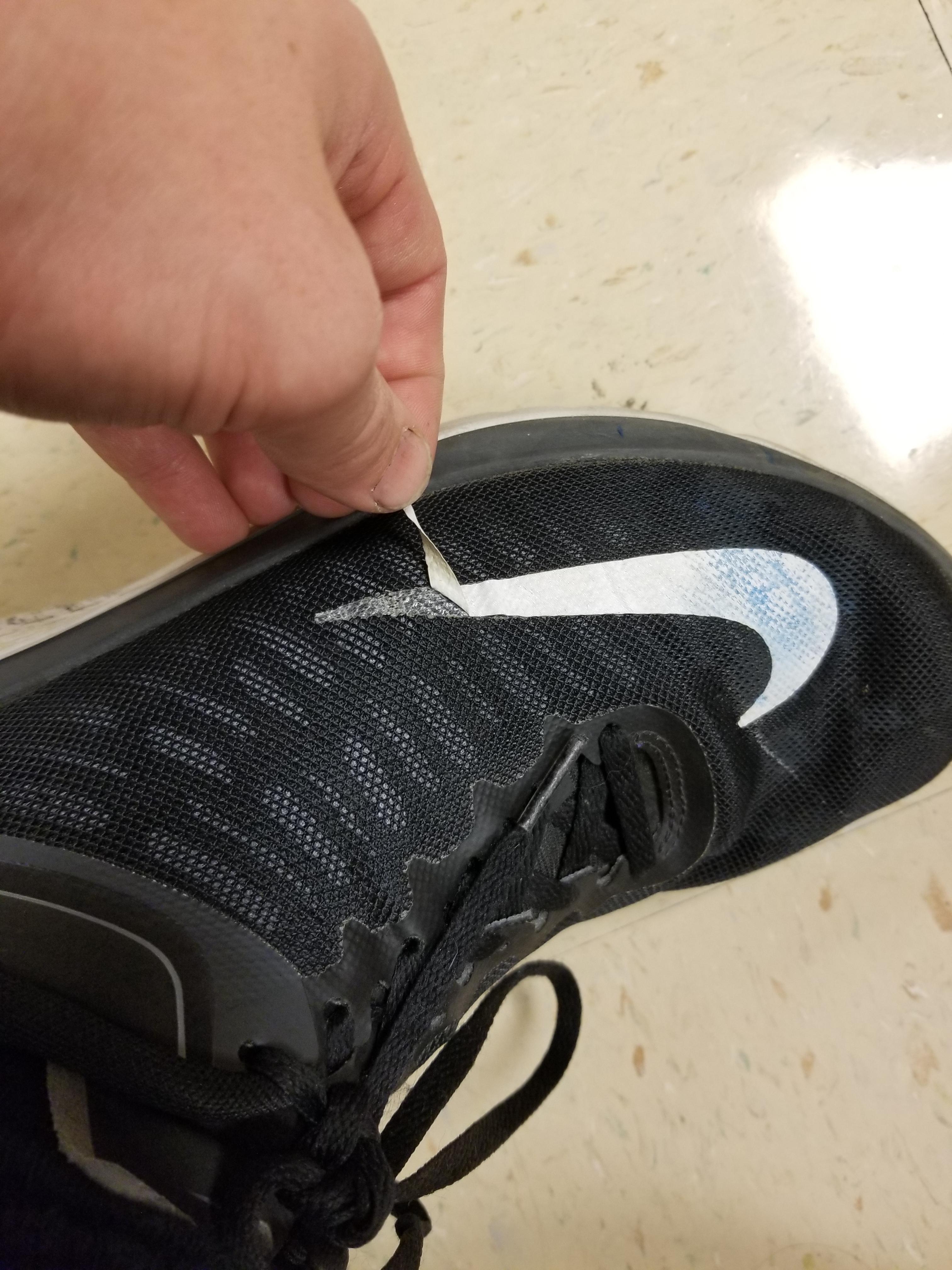 The Nike swish sticker is falling off my shoe... r/mildlyinfuriating