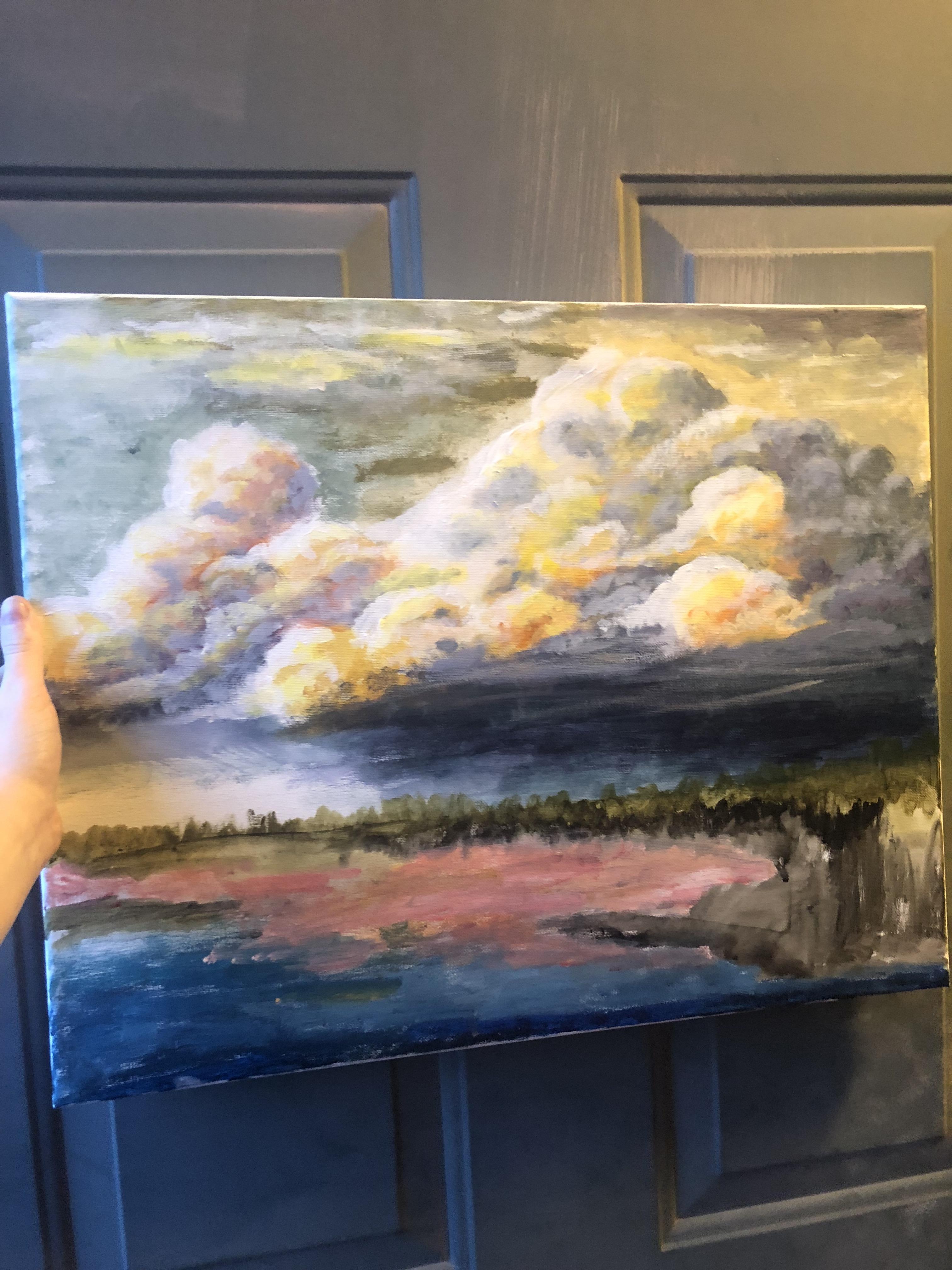 Working on my first ever landscape painting (haven’t really started the