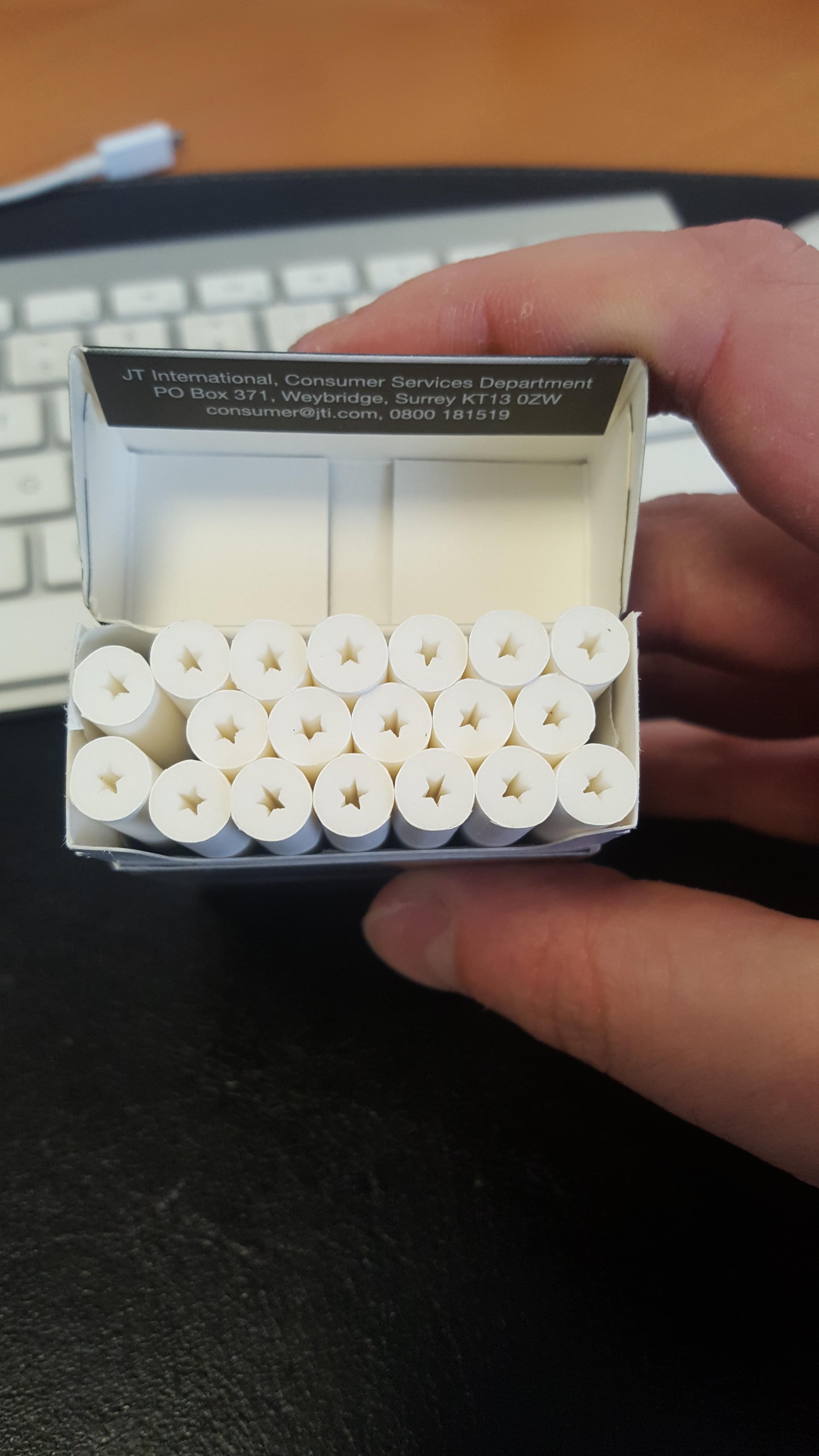 My cigarettes have star shaped holes in the top r/mildlyinteresting