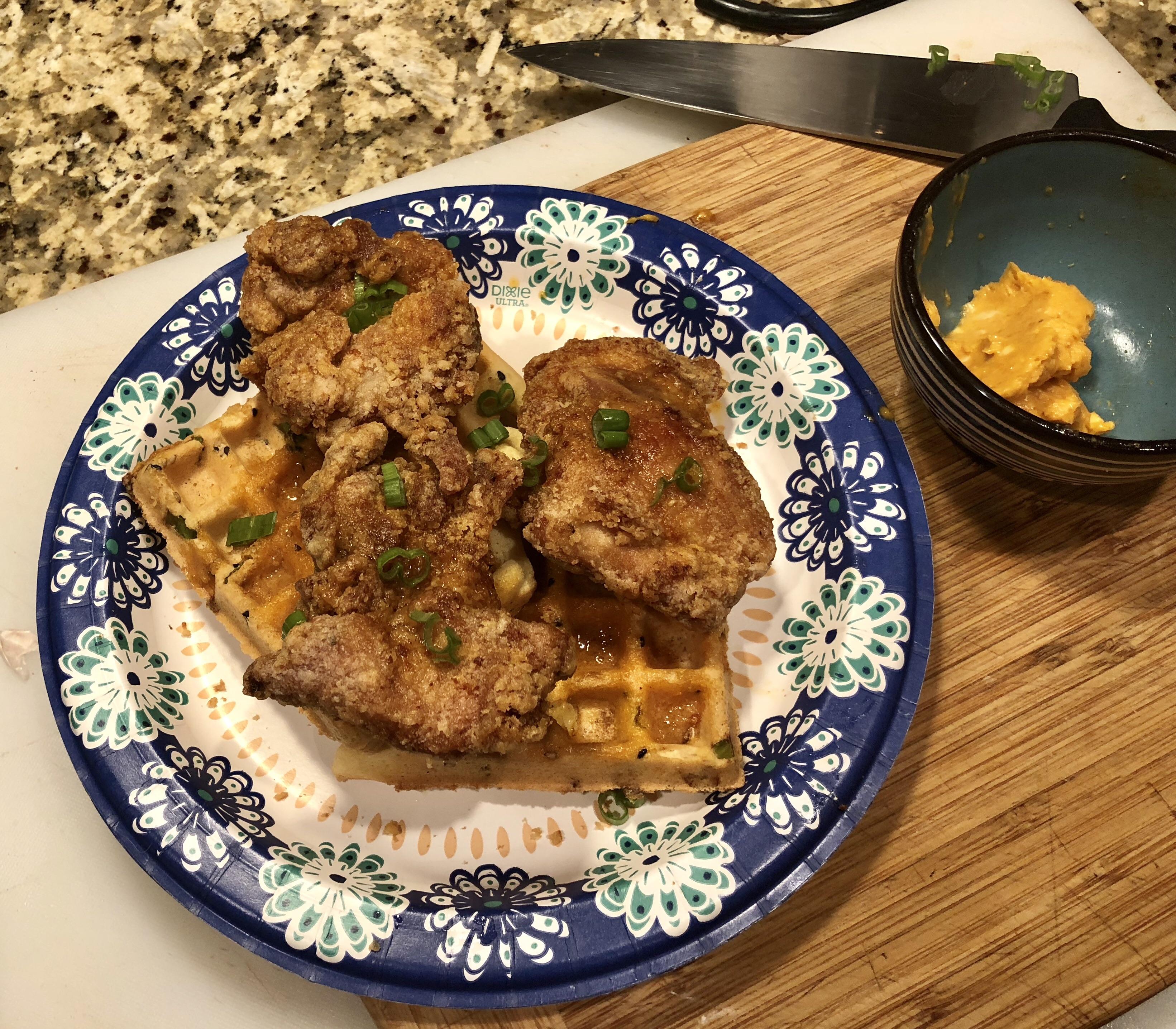 [homemade]Asian marinated fried chicken with Kalbi butter and scallion