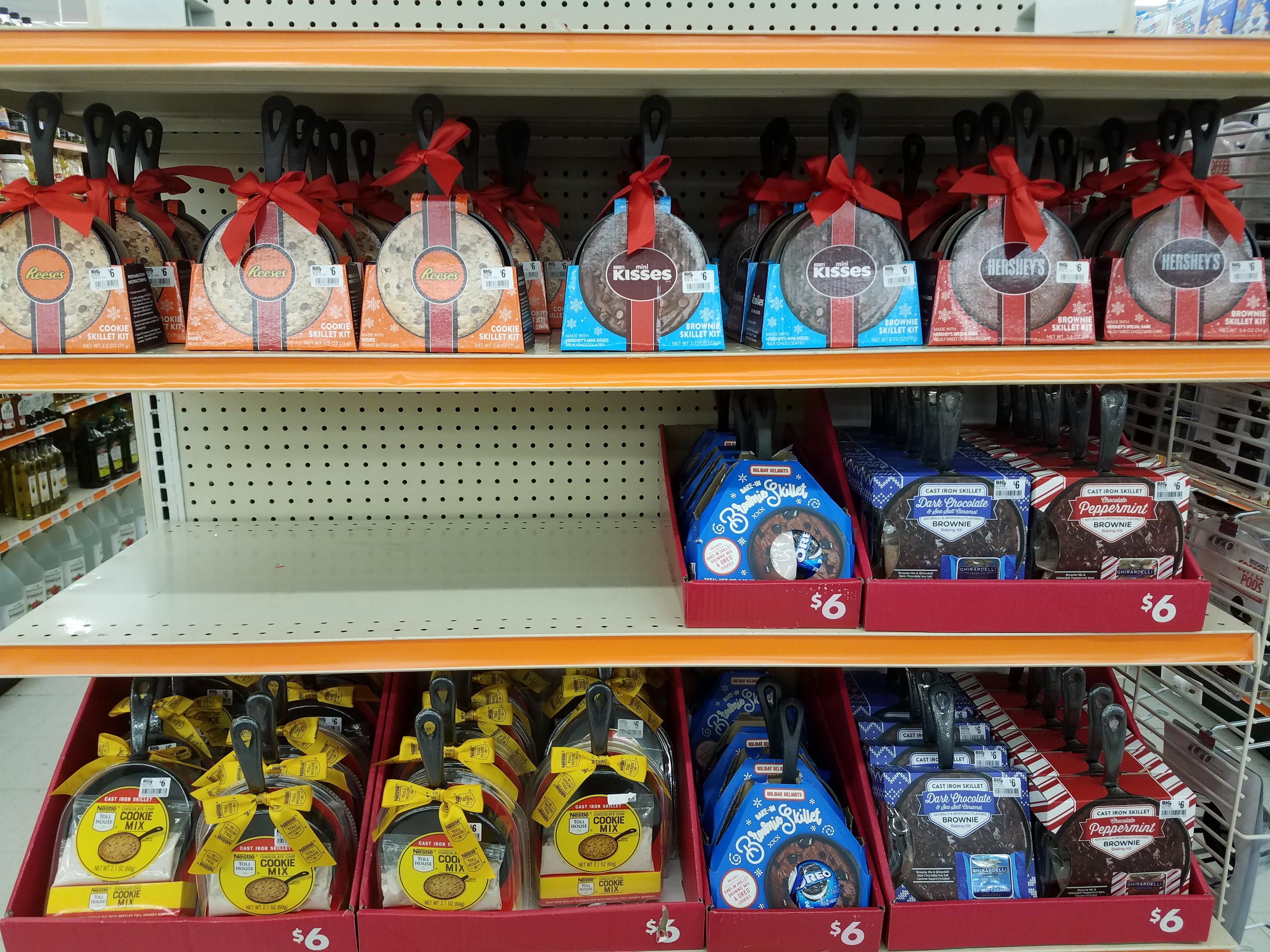 Mini Cast Iron Skillets w/ Brownie Kits at Big Lots, 6.00 r/castiron