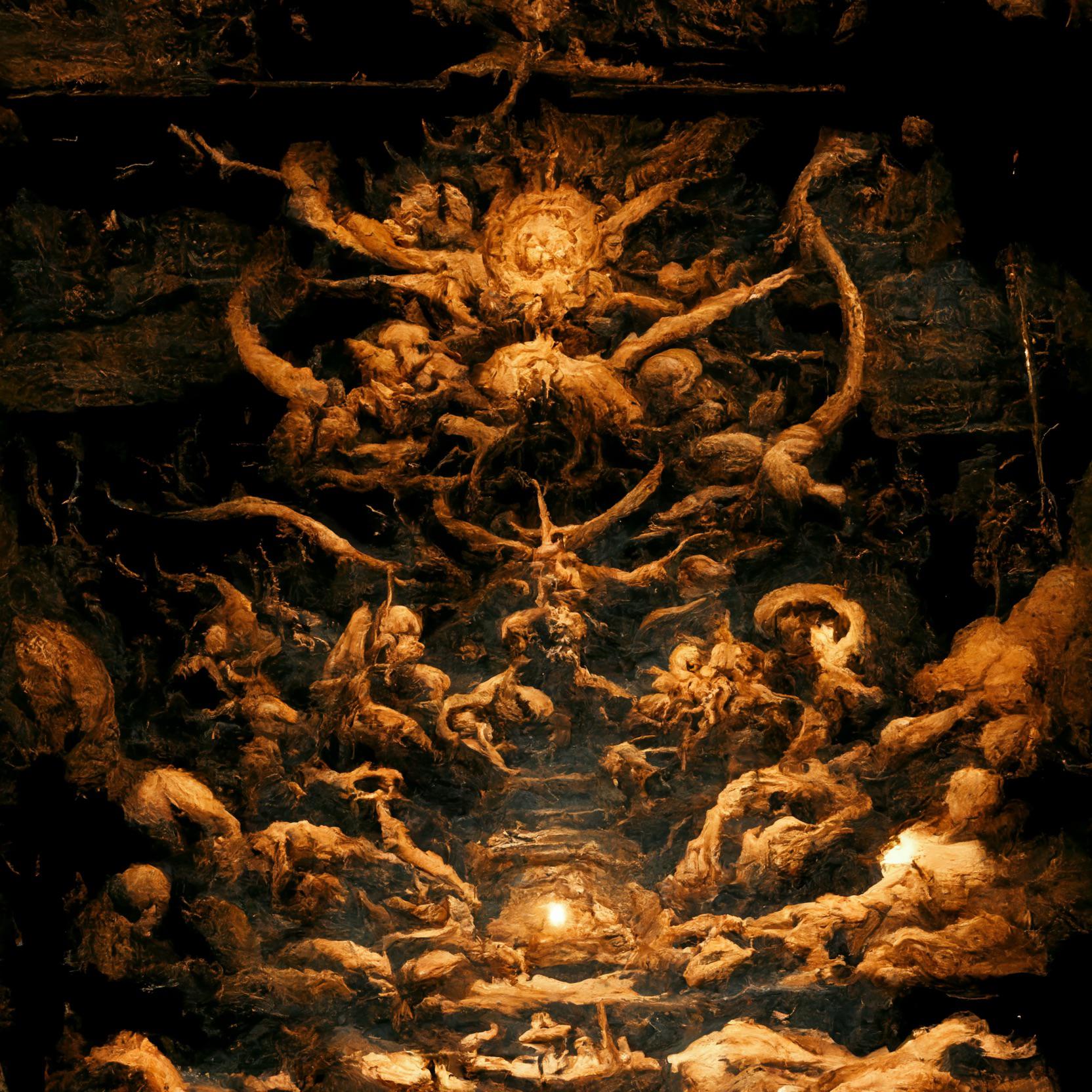 A Leonardo Da Vinci ceiling Al fresco depicting God throwing Satan and