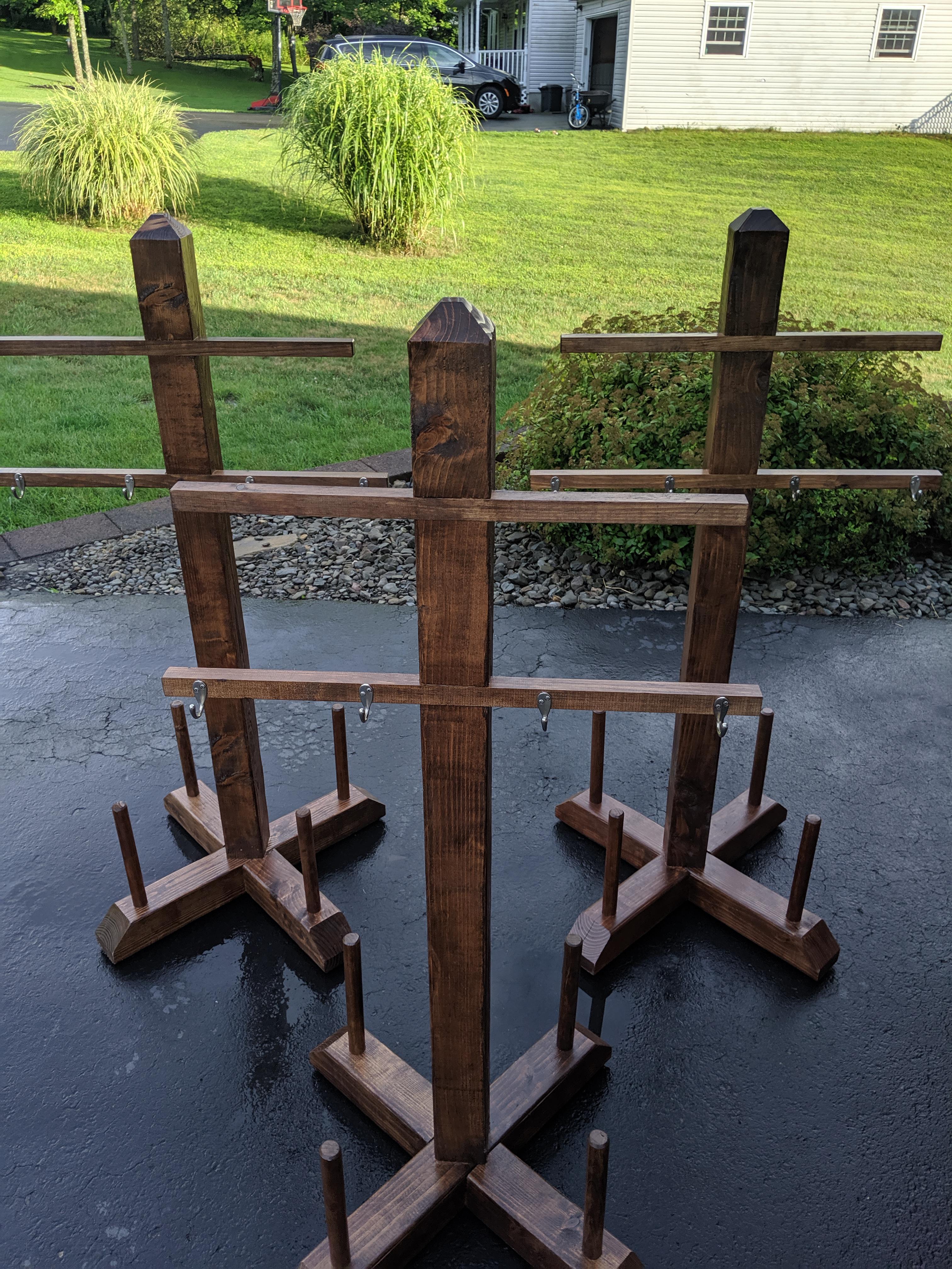 Equipment drying racks I made for a friend. r/hockeyplayers