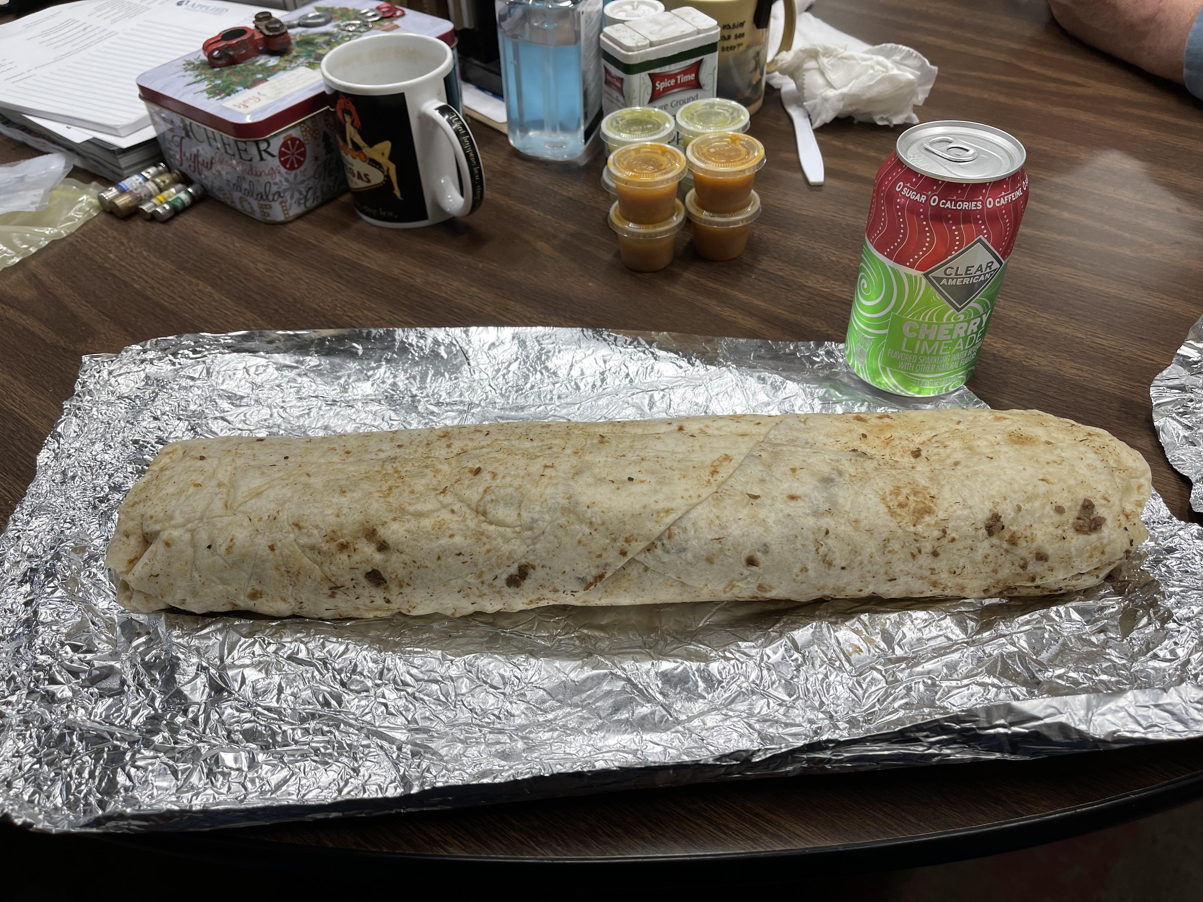 Saw a burrito post earlier, here’s my own. The King Burrito. r