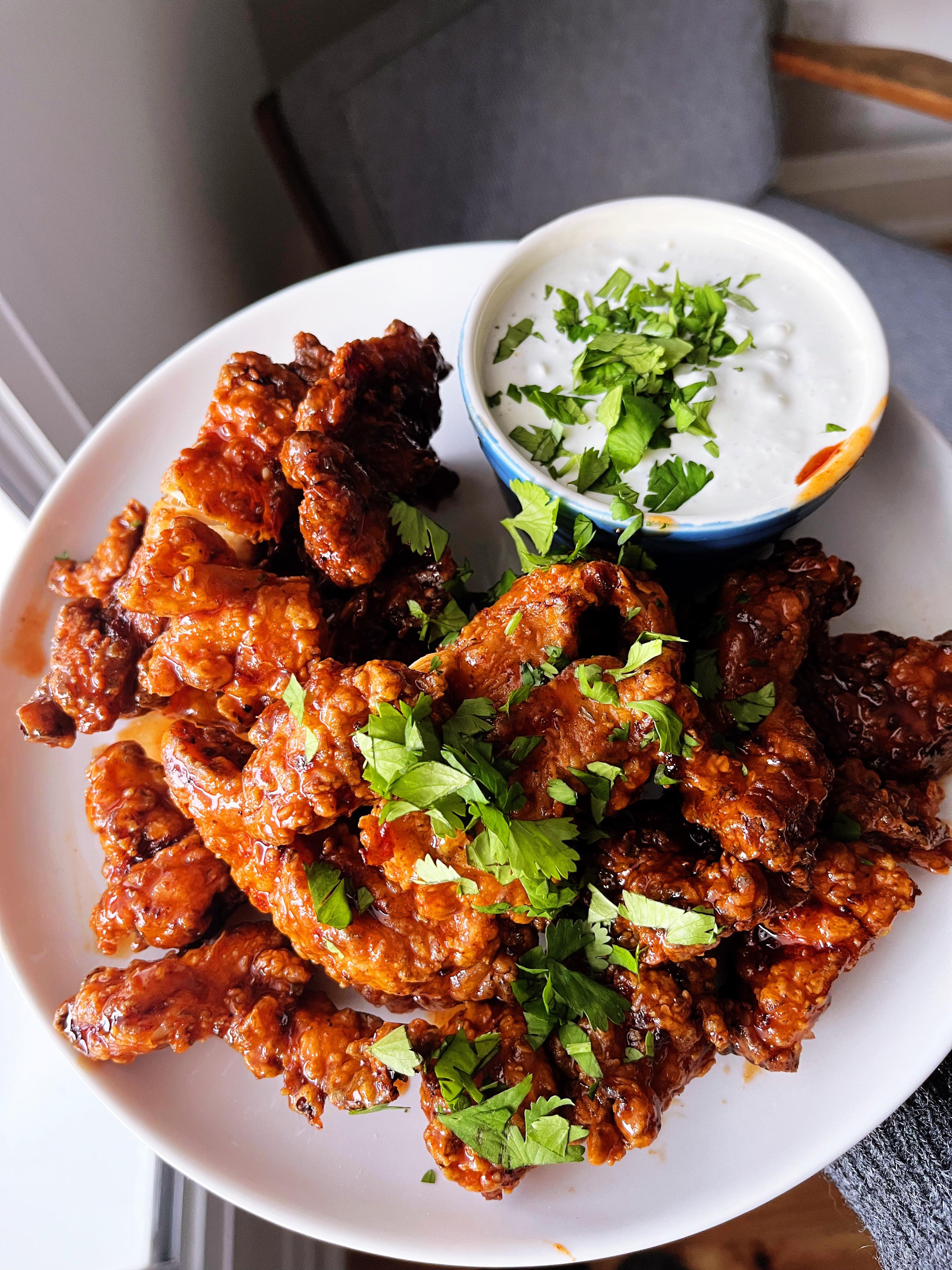 hot honey chicken fingers with blue cheese dip r/FoodPorn