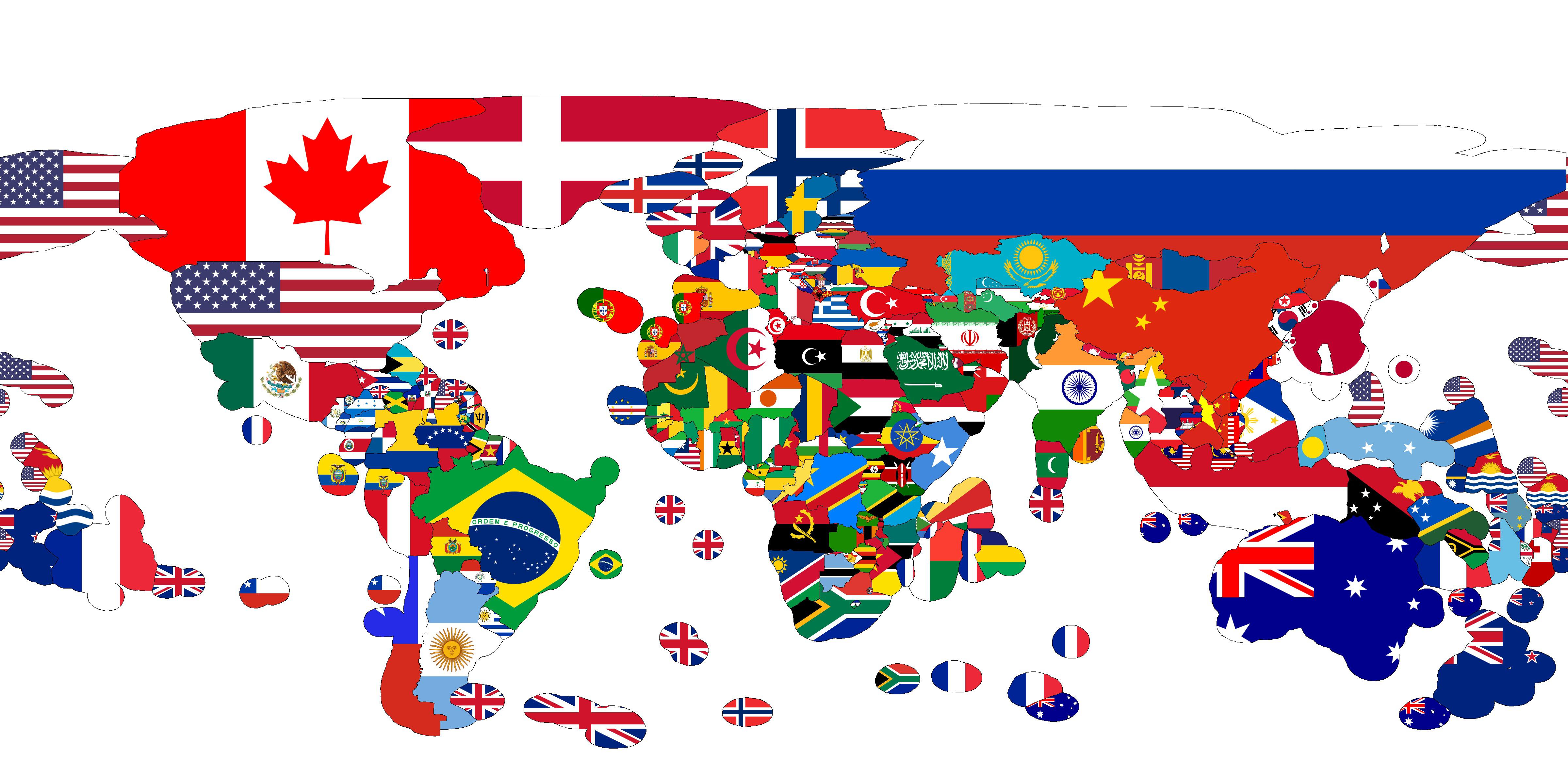 Here's another EEZ map of the world but with FLAGS instead of color