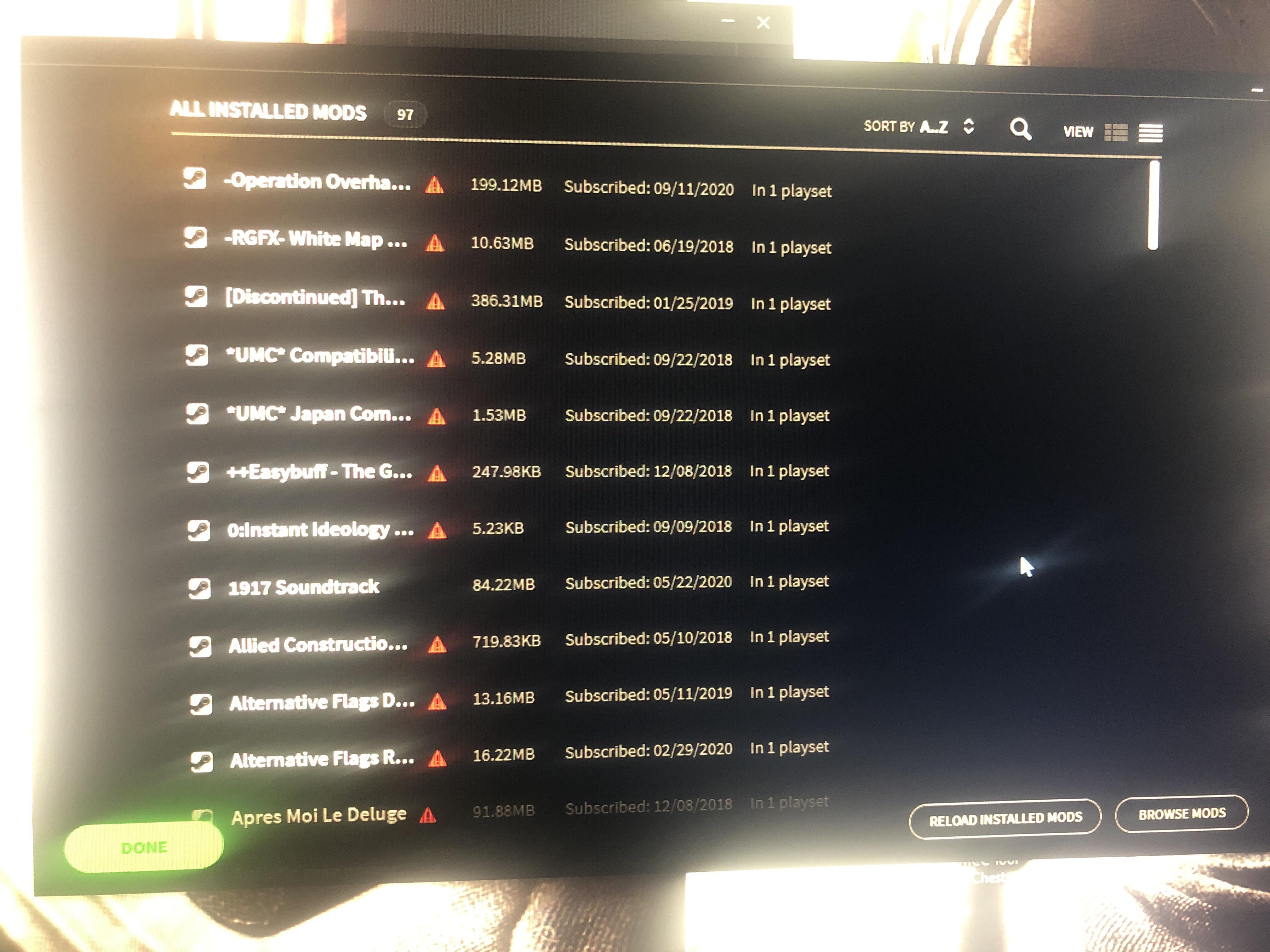 Need help...As the picture shows the enable mod buttons are missing on
