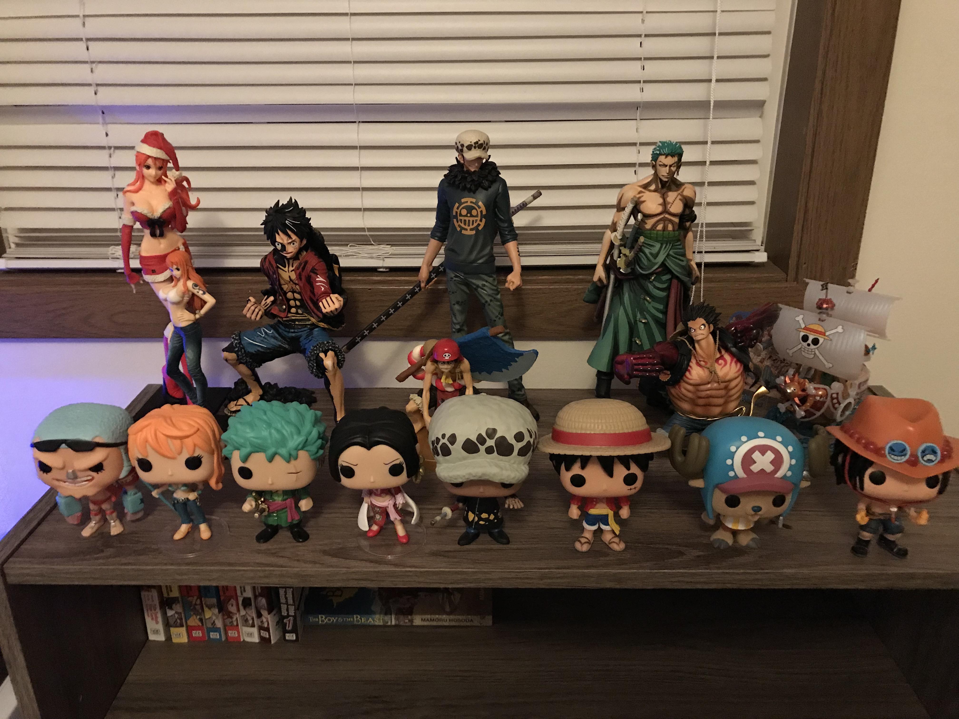 My One Piece figure collection so far. I can’t wait till I have the
