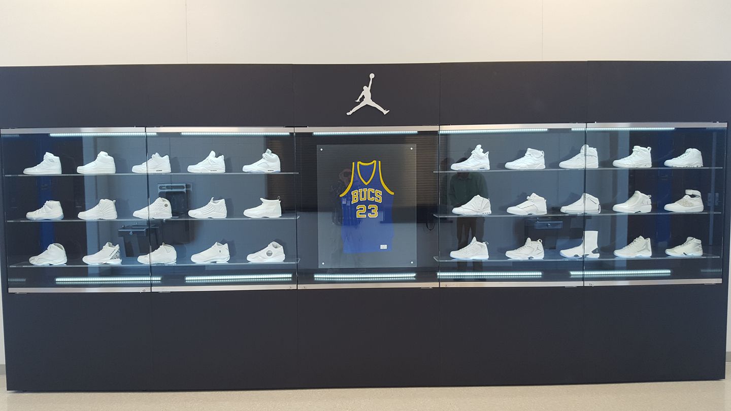 Jordan Brand Sneaker Display at MJ's Alma Mater, Laney High School r