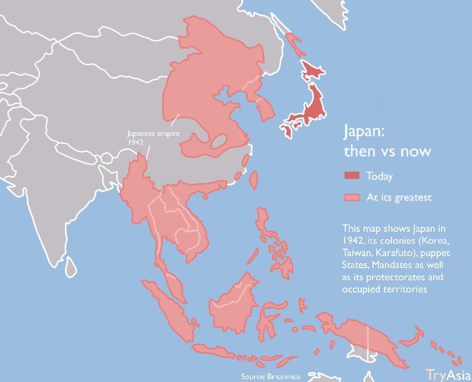 Japan today vs at its greatest extent r/MapPorn