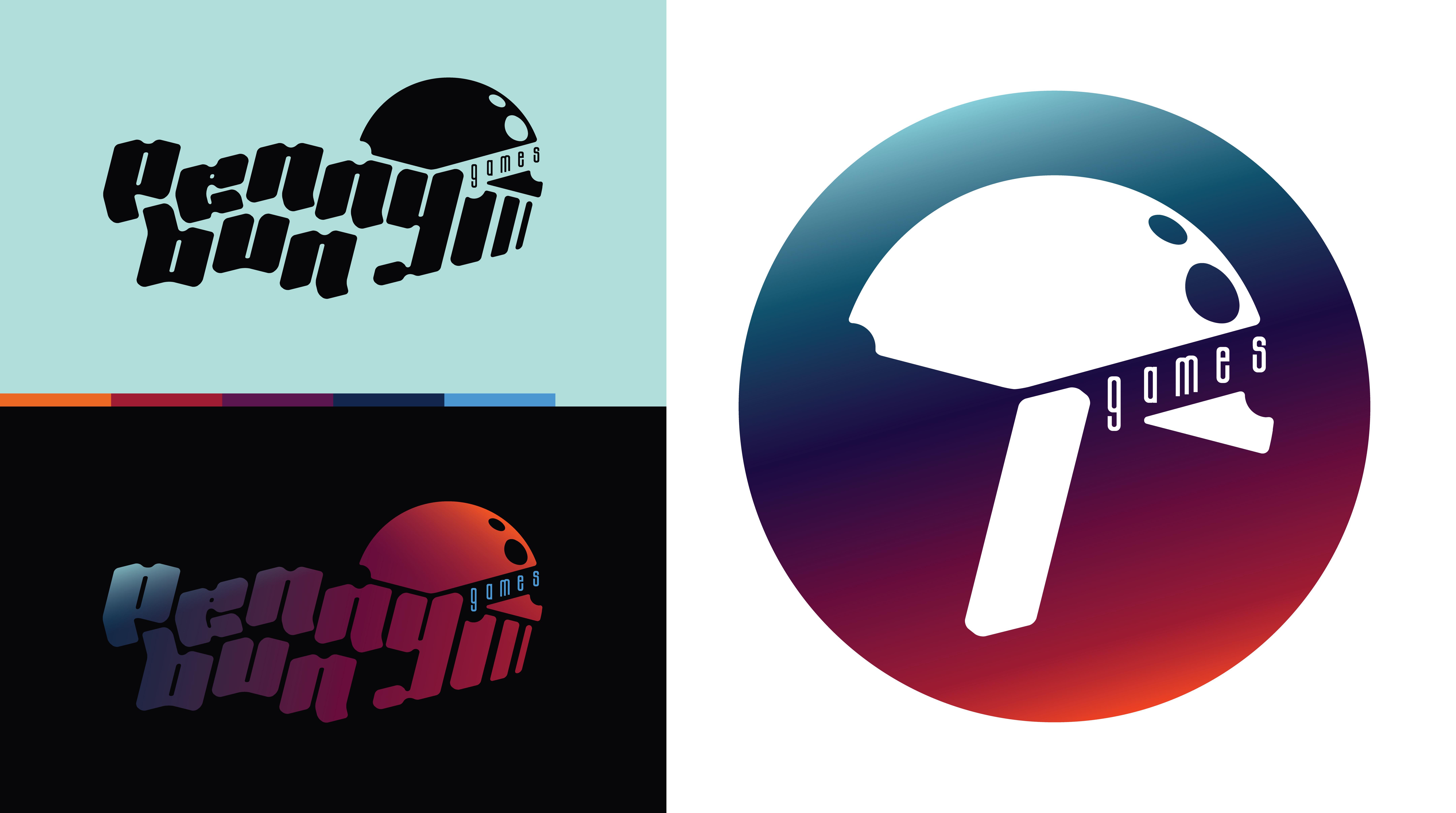 Logo design for my indie video game company. B&W, colorized, and social