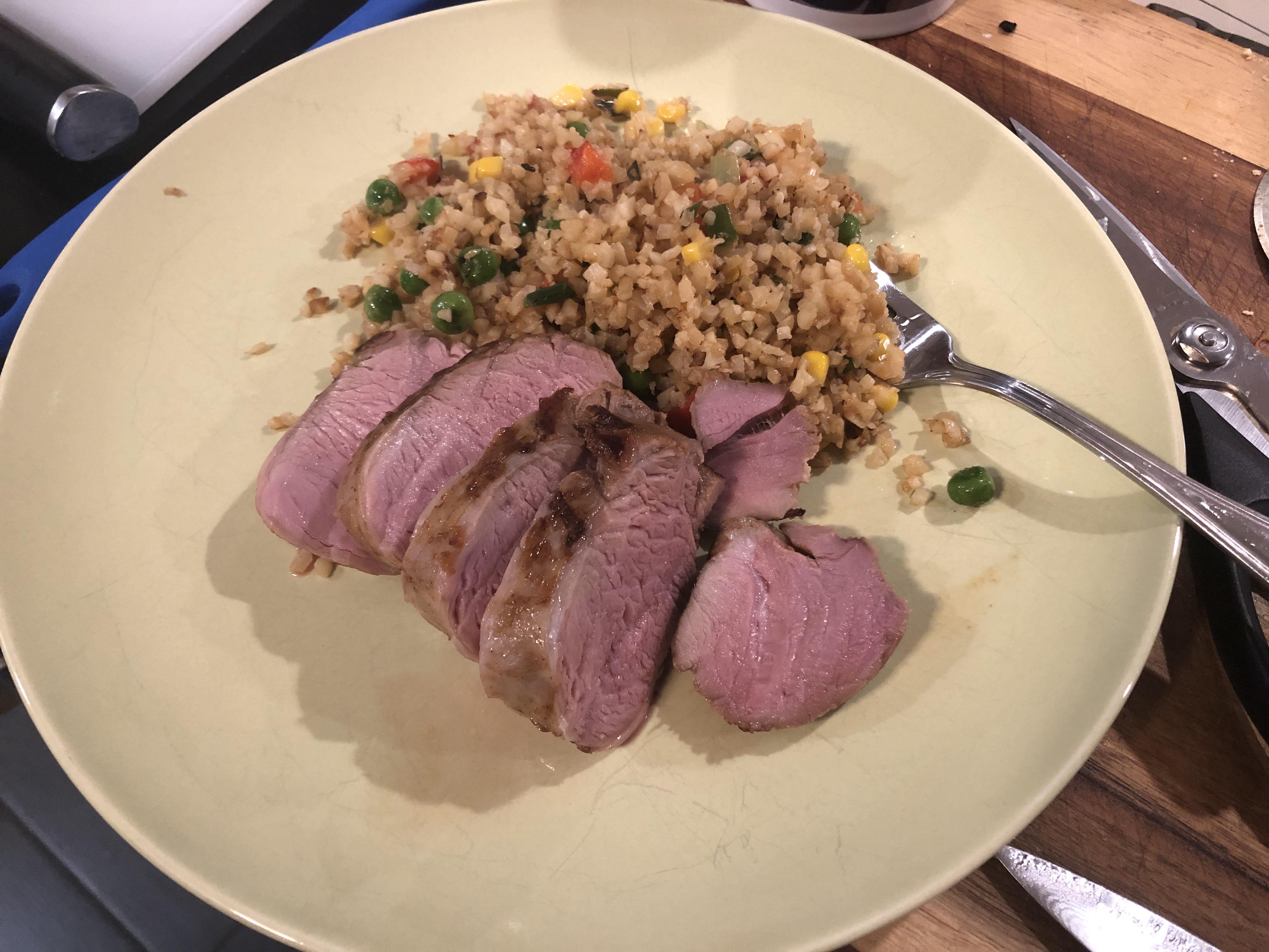 Week 45 Sous Vide Kalbi Marinated Pork Loin with Cauliflower Stir