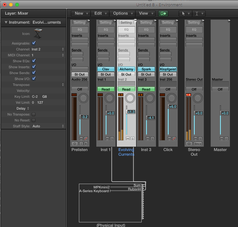 Using 2 midi controllers as physical inputs. I can hear them but they