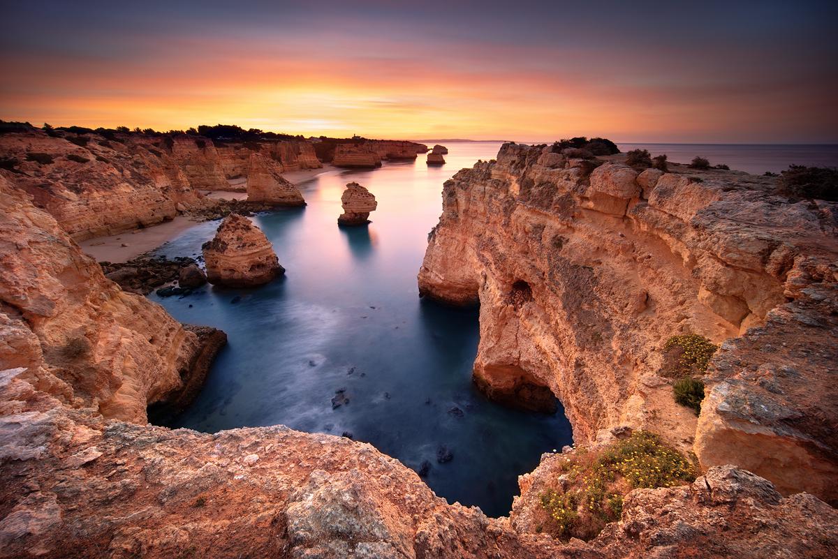 One of the most beautiful beaches in Portugal during sunrise Marinha