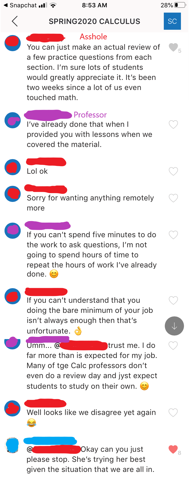 This was the night before the exam. The professor is an awesome person